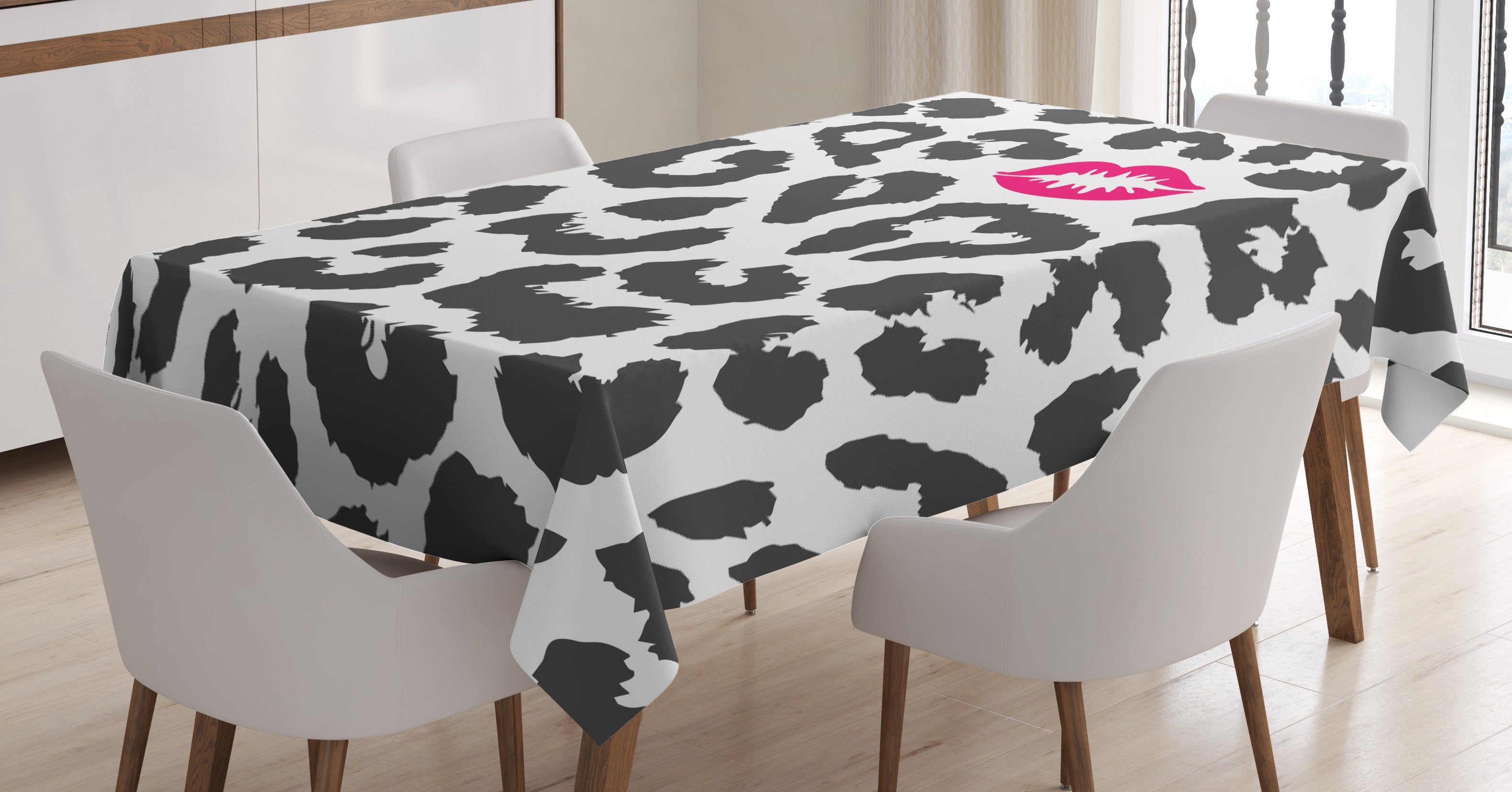 Abakuhaus Tischdecke Farbfest Waschbar Für den Außen Bereich geeignet Klare Farben, Safari Gepard-Leopard-Kuss | Tischdecken