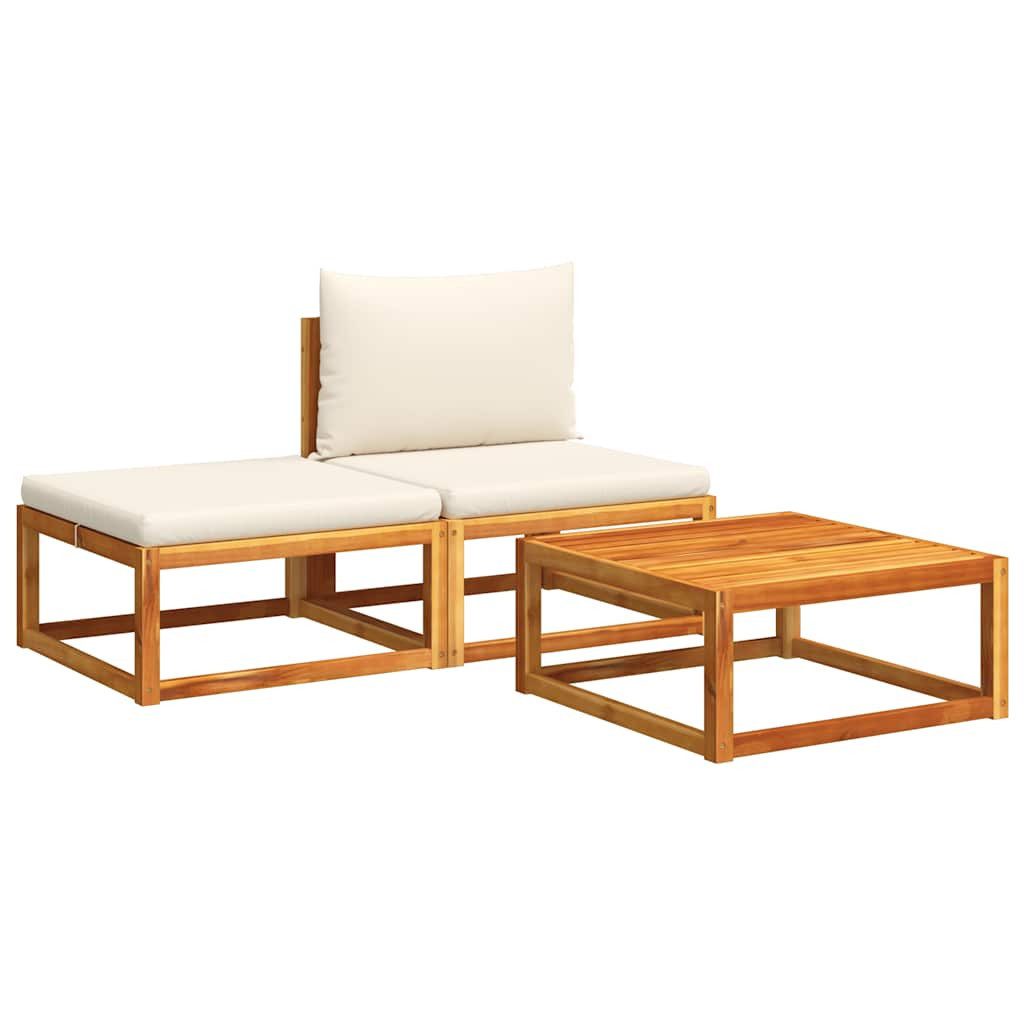vidaXL Loungesofa 3-tlg. Gartensofa-Set mit Kissen Holz & Rattan, 1 Teile