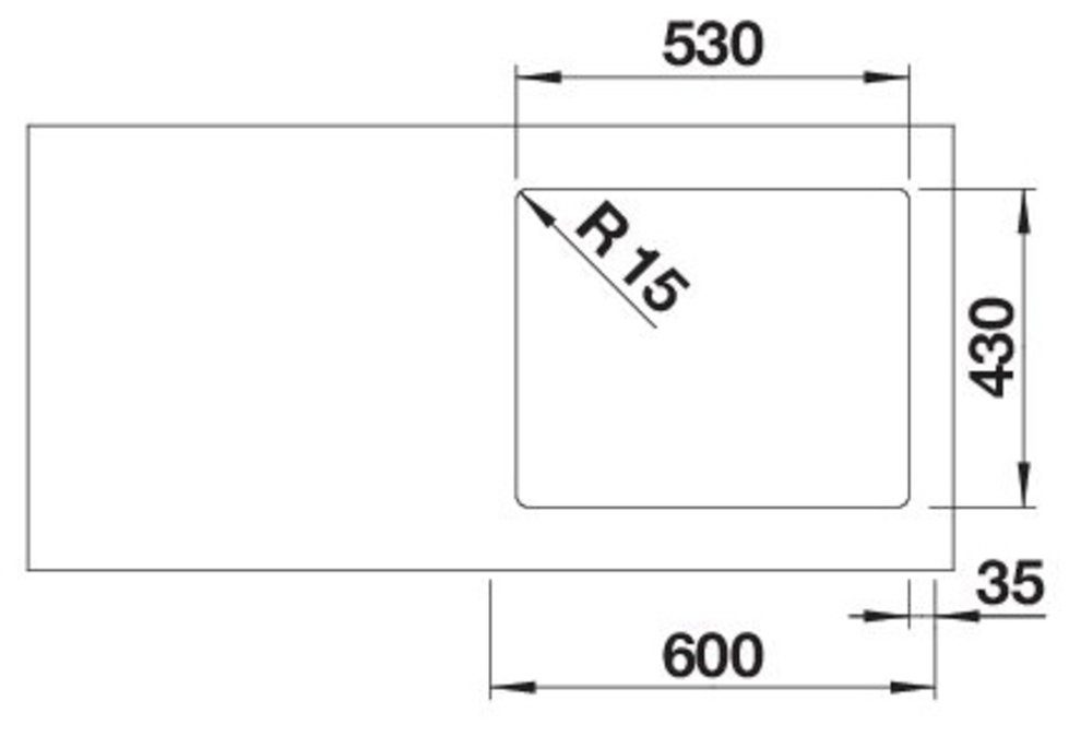 Blanco Edelstahlspüle SOLIS 500-IF, eckig, 44/54 cm, (1 St), zum wechselseitigen Einbau geeignet
