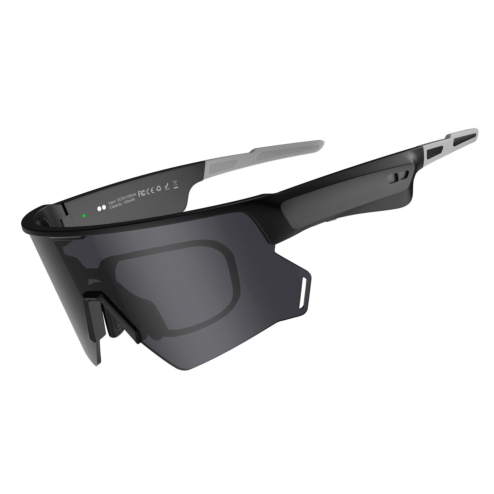 blackview Sportbrille D2 Fahrradbrille mit integriertem Bluetooth-Kopfhörer, IP54, UV400, Open-Ear-Akustik, Belüftungsdesign, Physiche Tasten