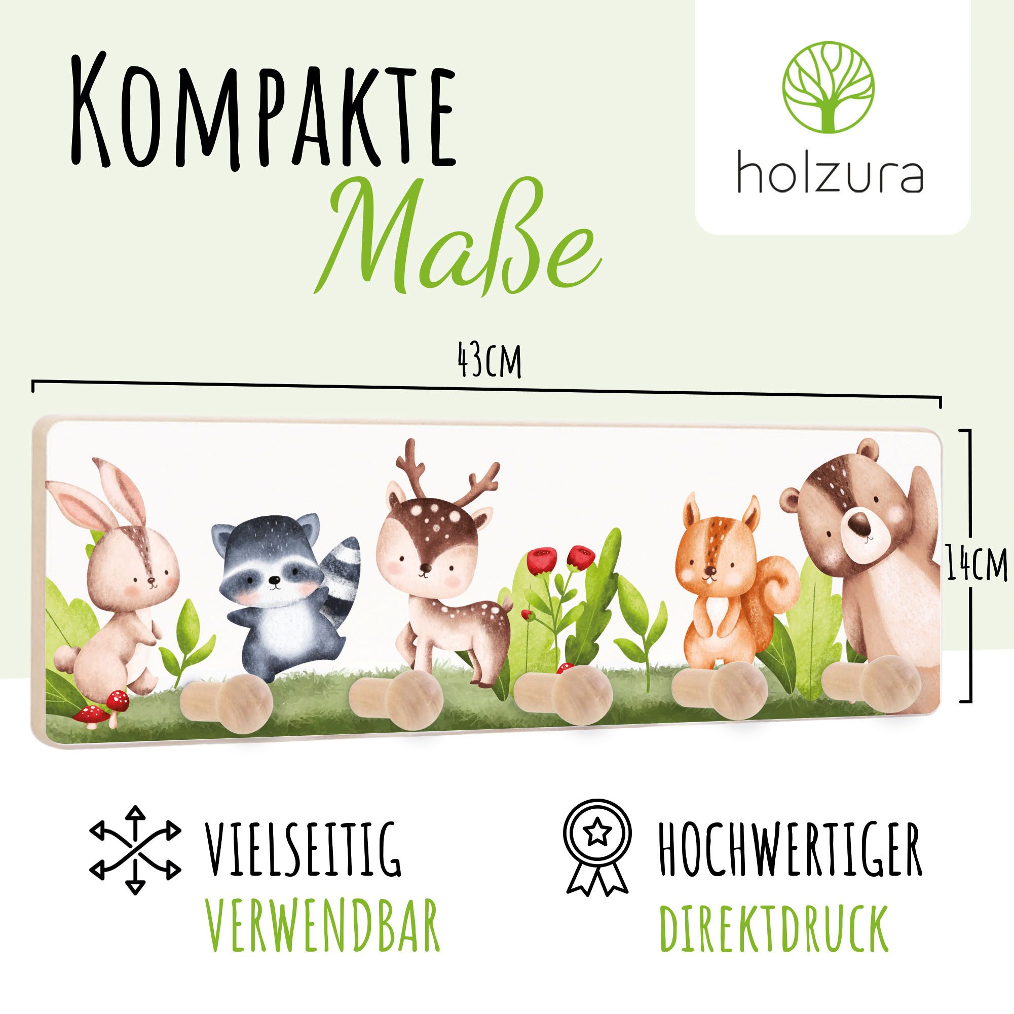 Holzura Garderobenleiste Kindergarderobe, Garderobe für Kinder – Bild 4 von 5