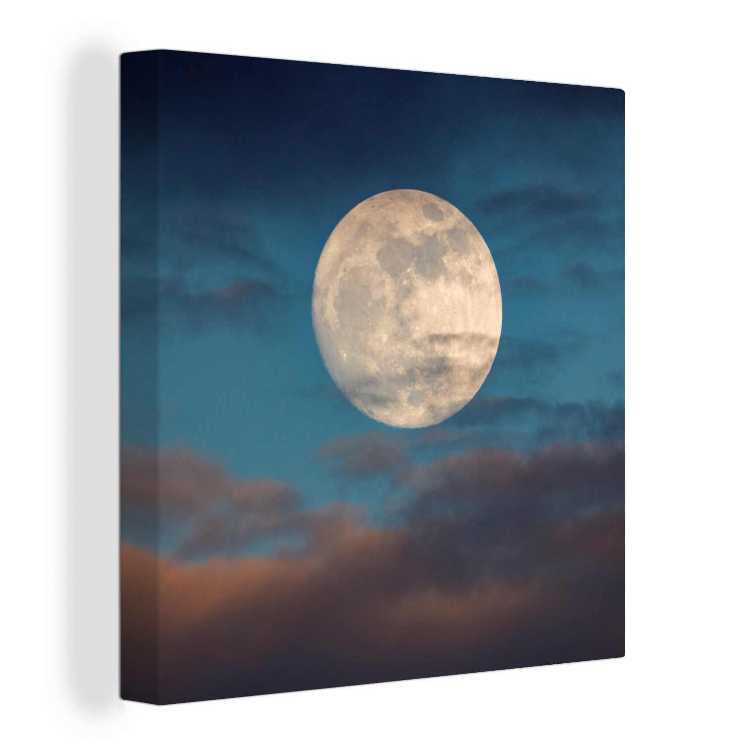 OneMillionCanvasses® Leinwandbild Mond - Wolken - Nacht, Fotodruck (1 St), Wandbild, Deko Schlafzimmer Wohnzimmer Flur 20x20 cm