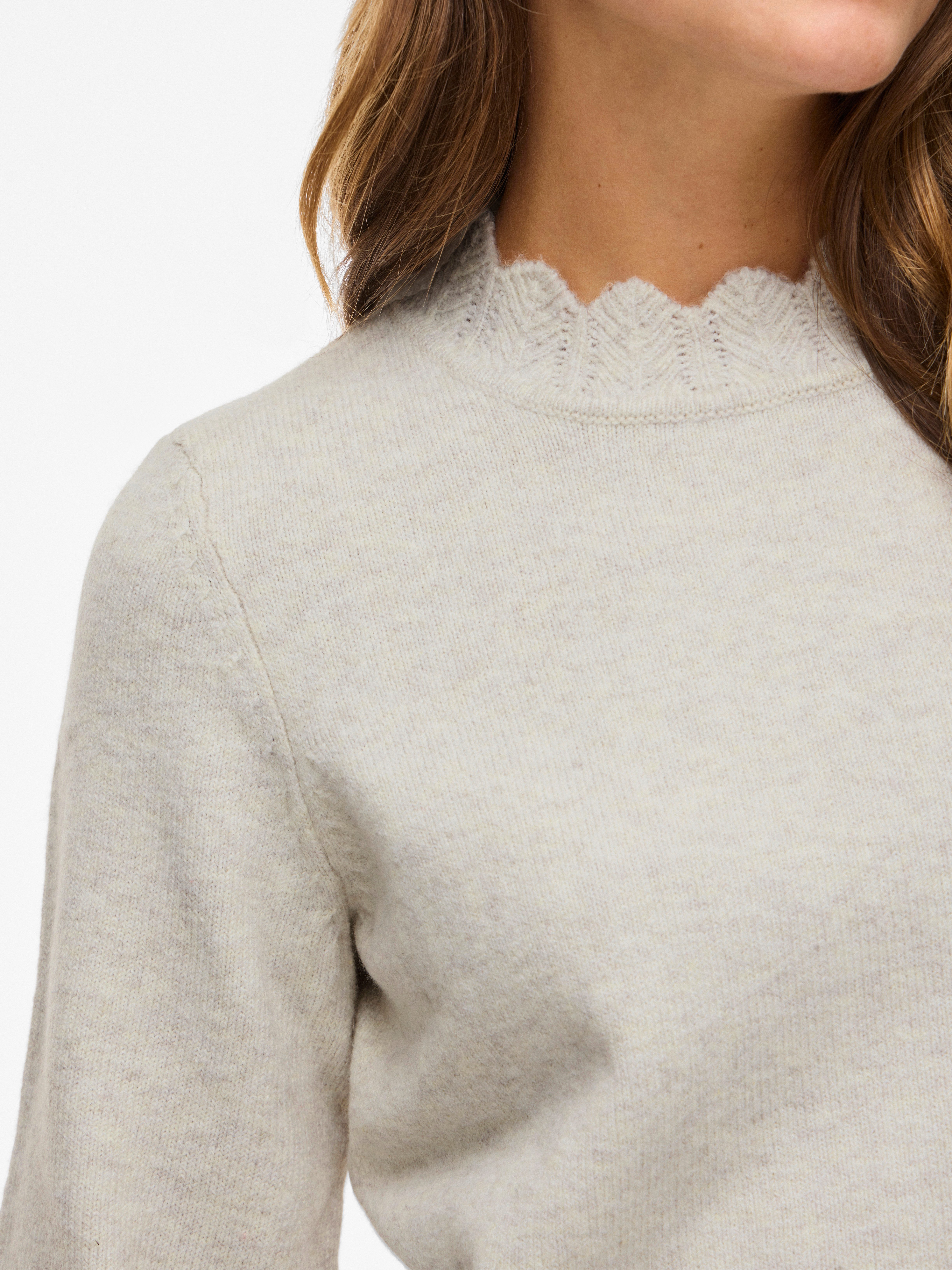 Vila Strickpullover VINIKOLINA O-NECK L/S KNIT TOP - NOOS Materialmix, regular fit