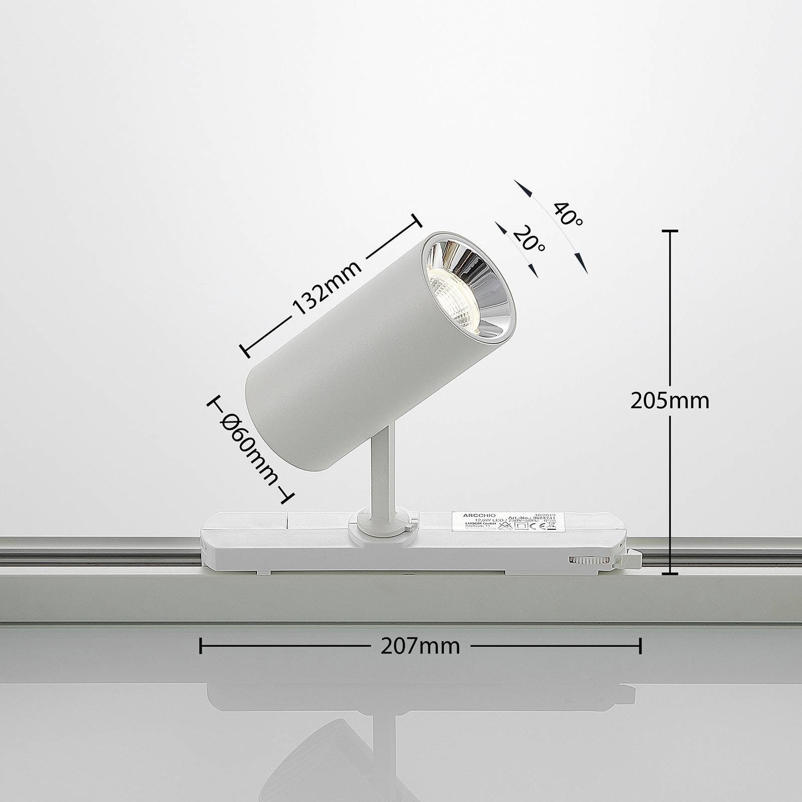 Arcchio Schienensystem-Leuchten Vedro, 20.7 cm, Aluminium, Modern, weiß, inkl. Leuchtmittel Kunststoff