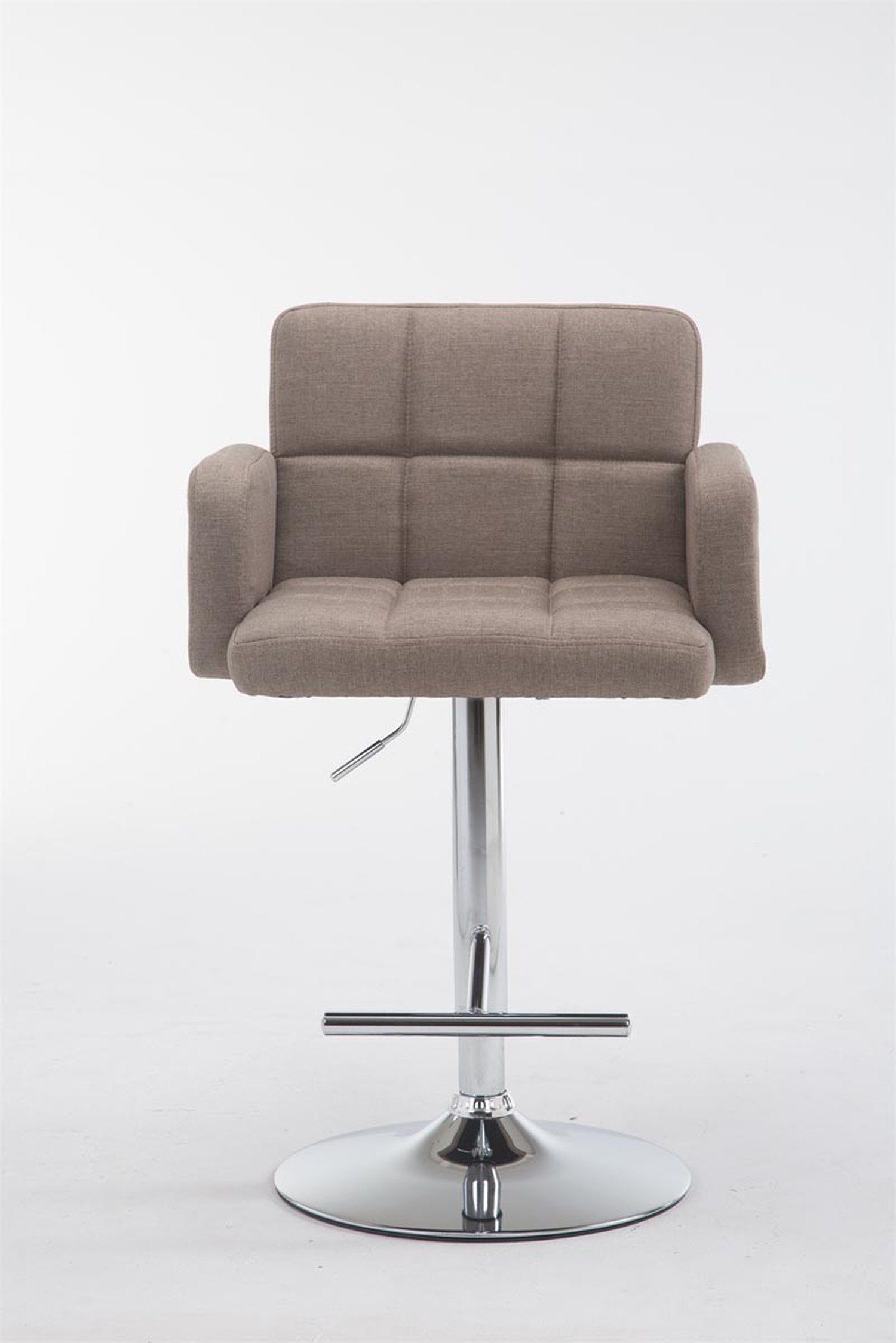 TPFLiving Barhocker Los drehbar - Theke Sitzfläche: Gestell: Taupe Küche), - für & höhenverstellbar Rückenlehne - Angeles Hocker hoher Metall chrom 360° Stoff - (mit