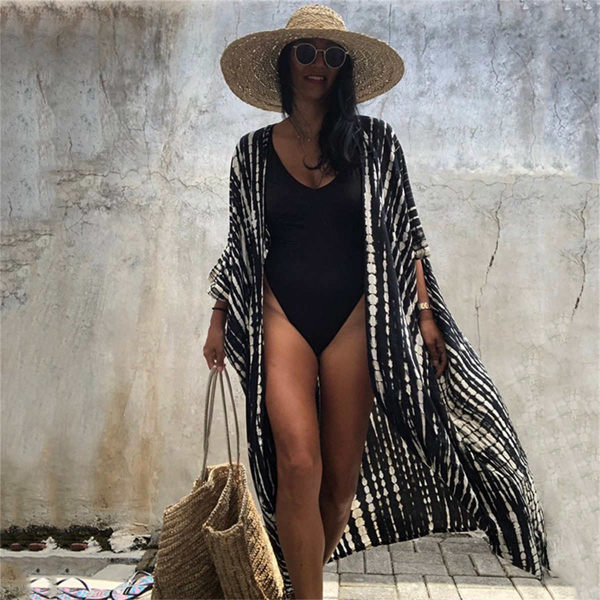 RWEUOQ Strandkleid Kimono Überwurf Bikini-Cover-up Strandtunika günstig online kaufen
