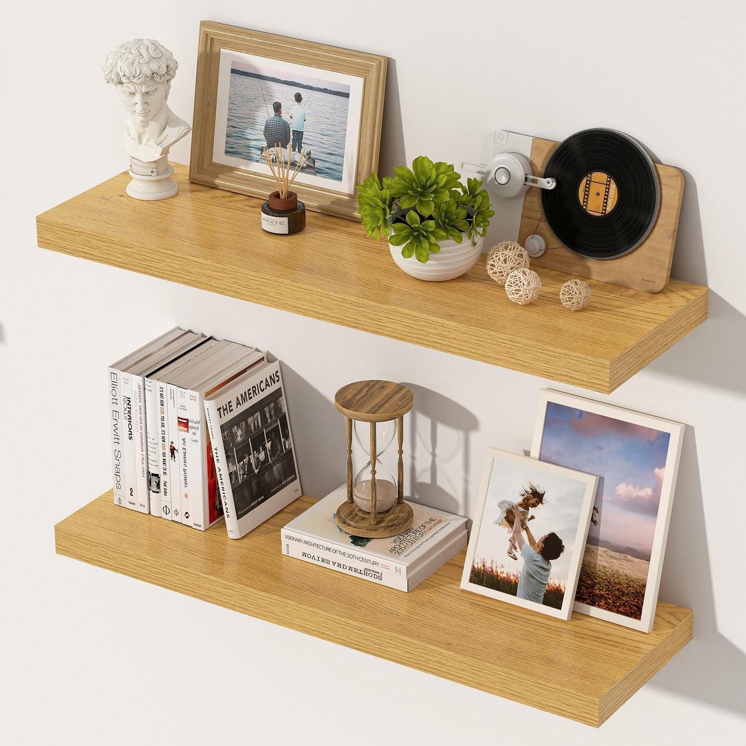 LuxusKollektion Wandboard Wandregal Eiche 60x29,5cm 2er Set, 2-tlg.
