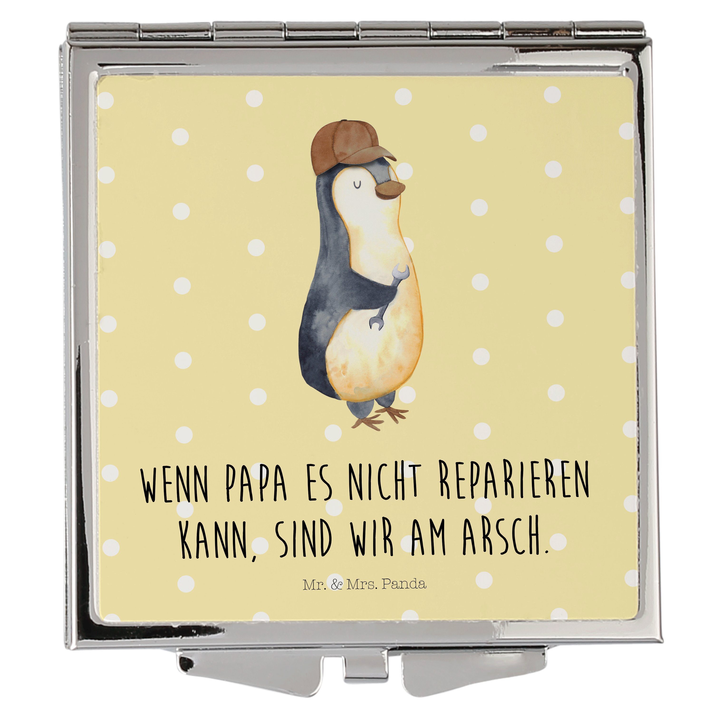 Mr. & Mrs. Panda Kosmetikspiegel Wenn Papa es nicht reparieren kann, sind wir am Arsch - Gelb Pastell (1-St)