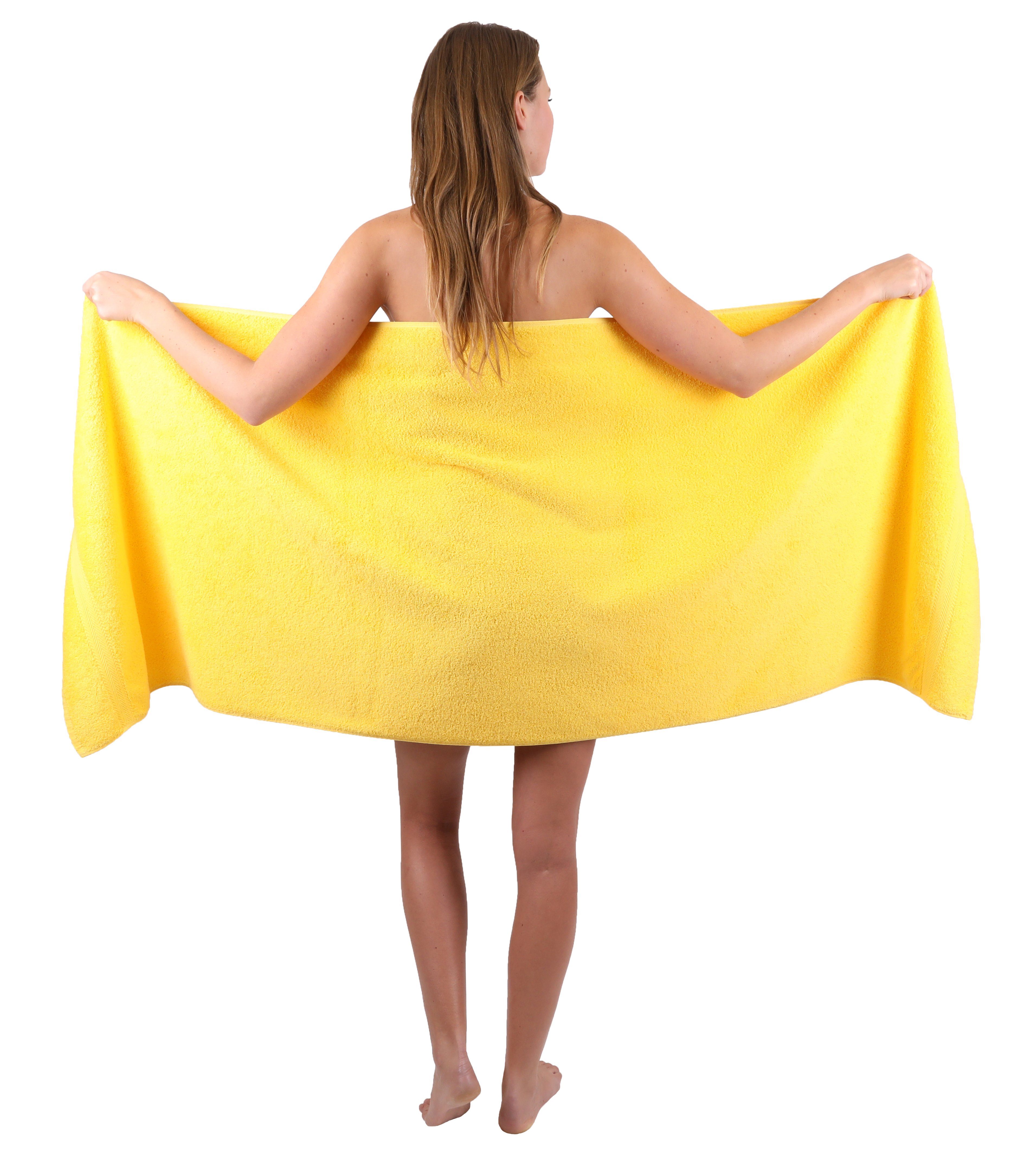 Betz Handtuch Set 3-TLG. Strandtuch Baumwolle gelb, Handtuch 1 Set Farbe Saunatuch 2 Badetuch 50x100 cm 70x200 Frottee cm Premium Tuch Liegetuch 100% Tücher