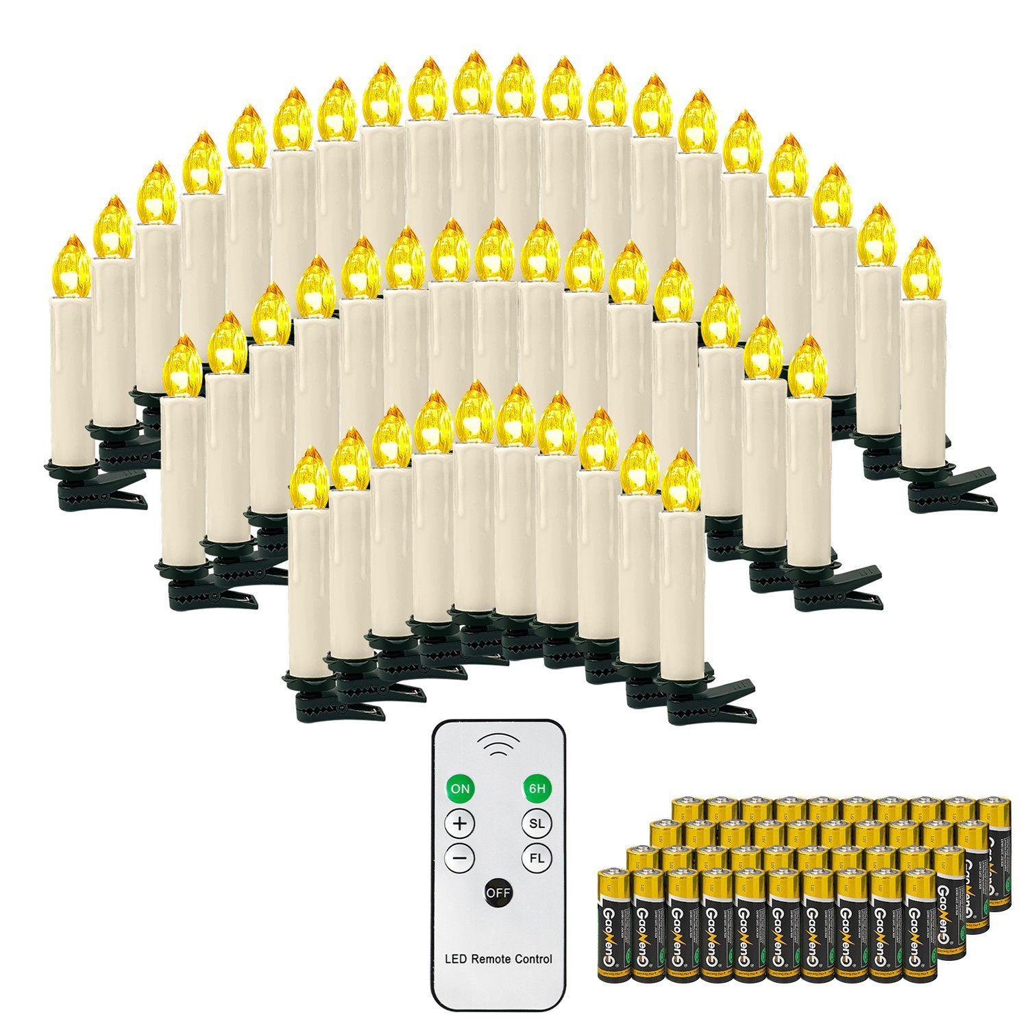 Gotoll LEDChristbaumkerzen 40er, LED Weihnachtskerzen kabellos Weihnachtsbaum Kerzen
