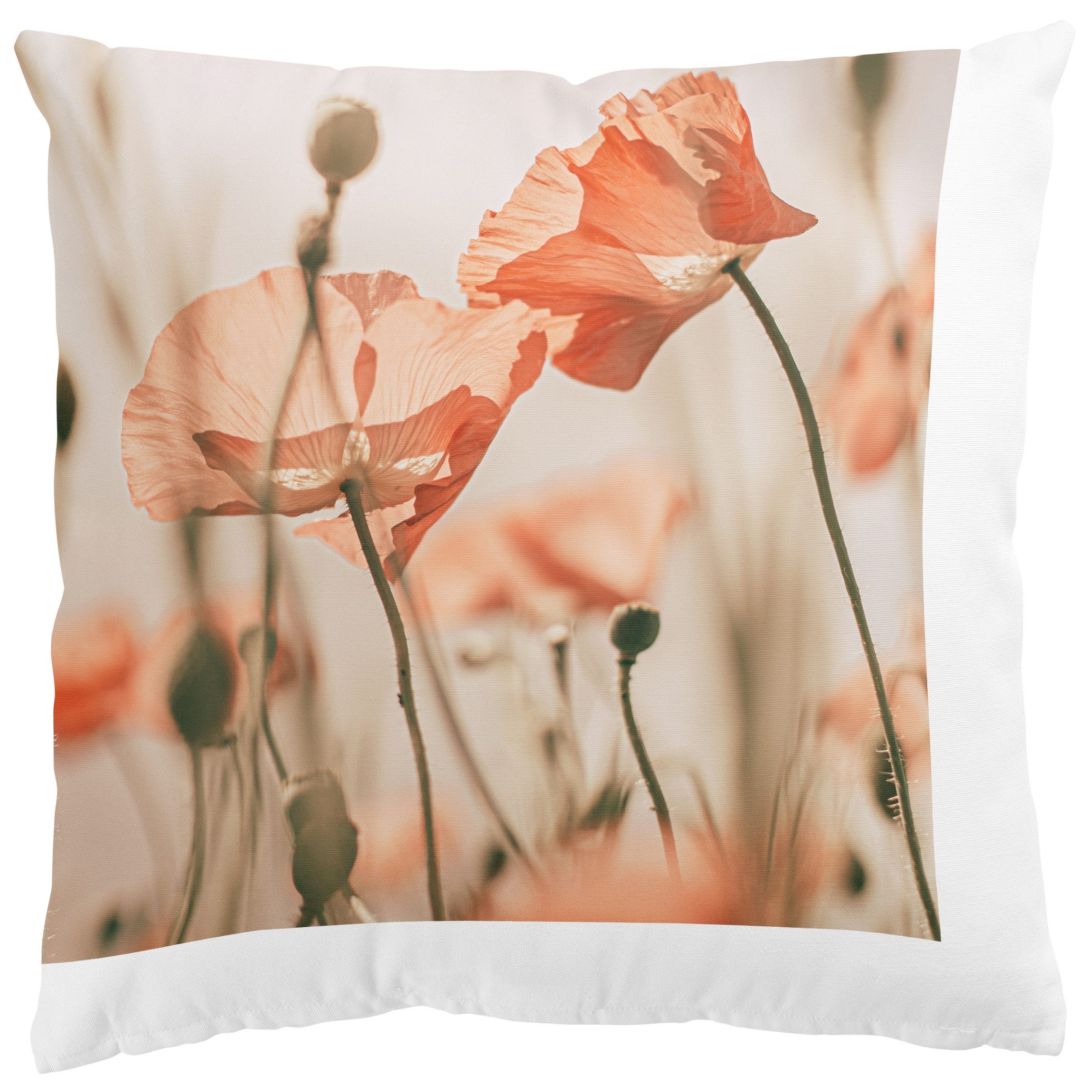 Bilderdepot24 Dekokissen drinnen Kissenhülle/ Sofakissen/ Zierkissen Kissenhülle rot Blumen Mot, Bezug mit / ohne Füllung Zierkissen Outdoor Sofa Bett