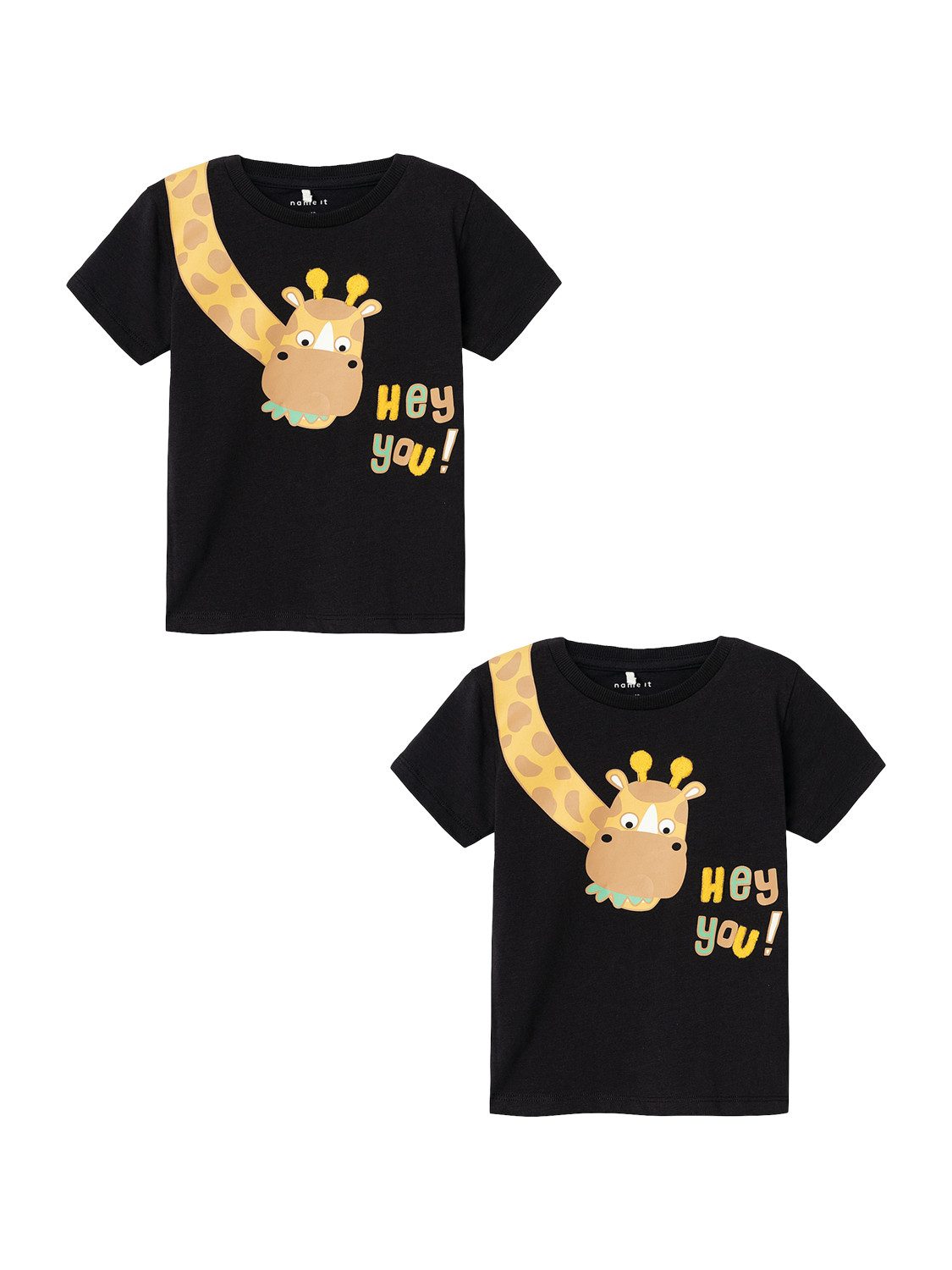 Name It T-Shirt T-Shirt 2er-Set stylisches Kurzarm Rundhals Kinder Oberteil (2-tlg) 7563 in Schwarz-2