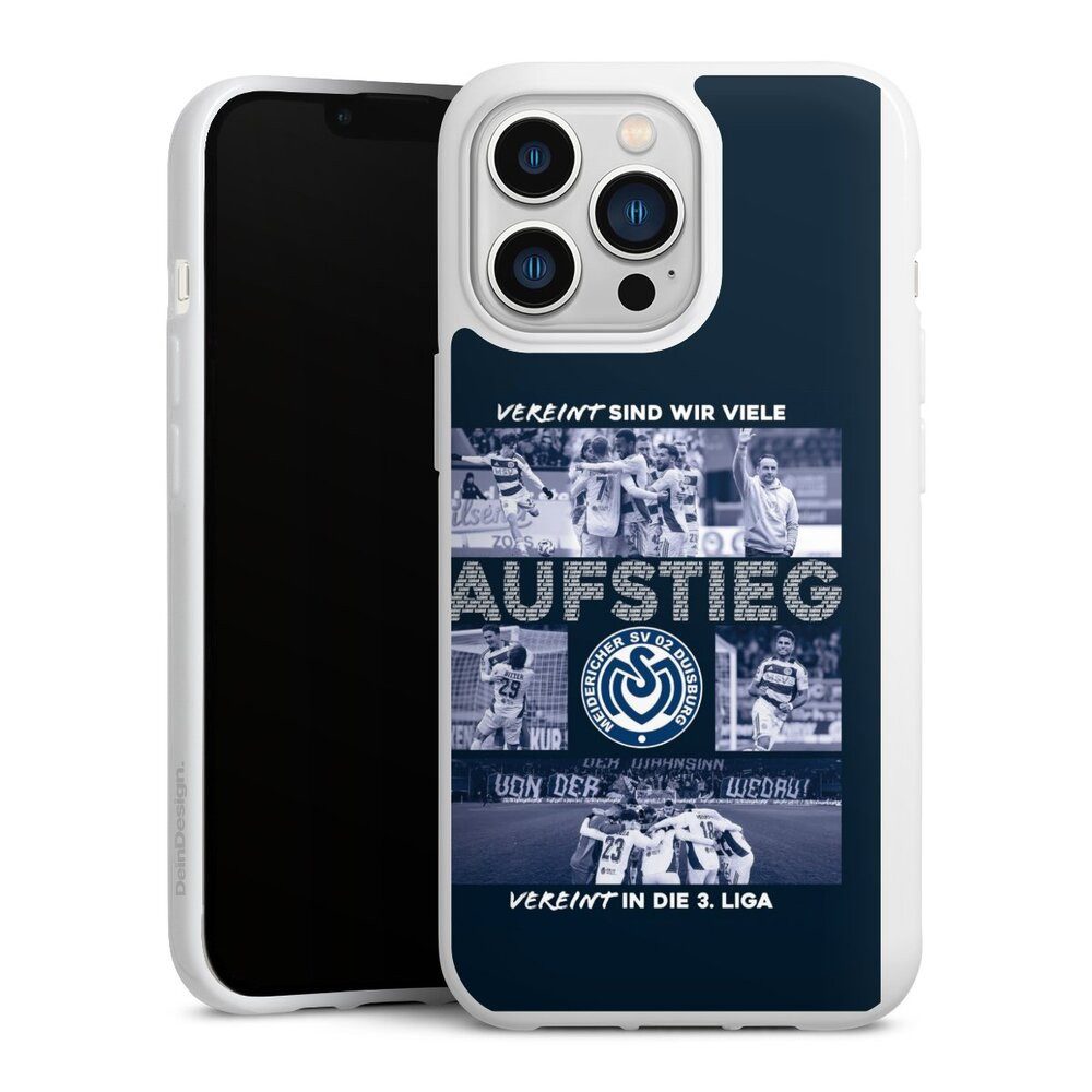 DeinDesign Handyhülle MSV Duisburg Aufstieg Offizielles Lizenzprodukt, Apple iPhone 13 Pro Silikon Hülle Bumper Case Handy Schutzhülle