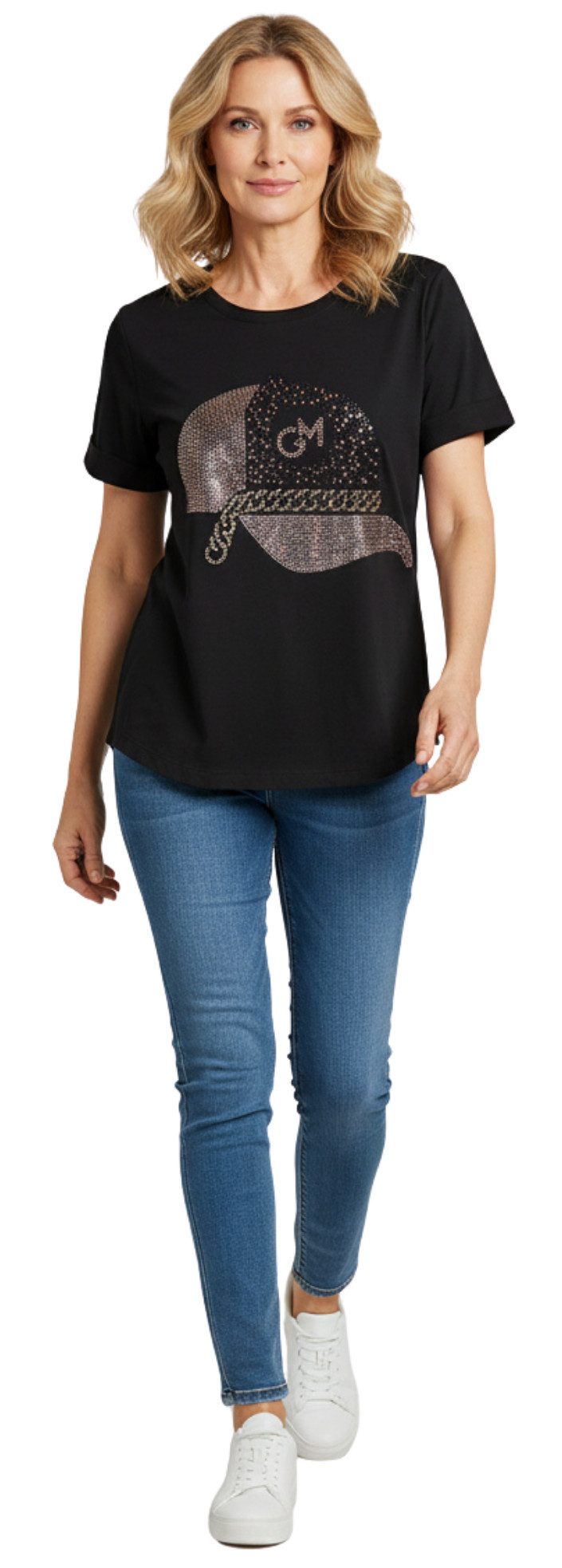 Gio Milano Sweatshirt Gio Milano, Sweatshirt mit edler Strassapplikation edle Strassapplikation