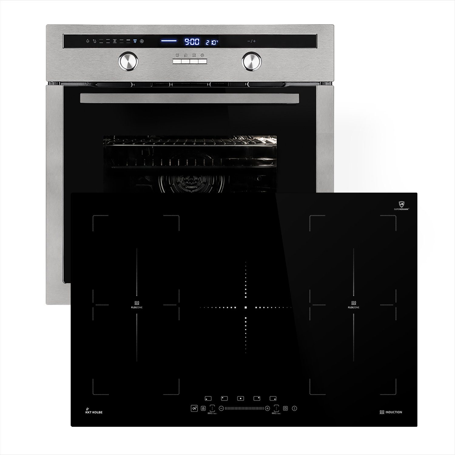 KKT KOLBE Backofen-Set KKT KOLBE Backofen und Induktionskochfeld SET80133FZ, mit 2-fach Teleskopauszug, 60cm Einbau-Backofen EB8013ED + 77cm Induktionskochfeld IND7705FZ