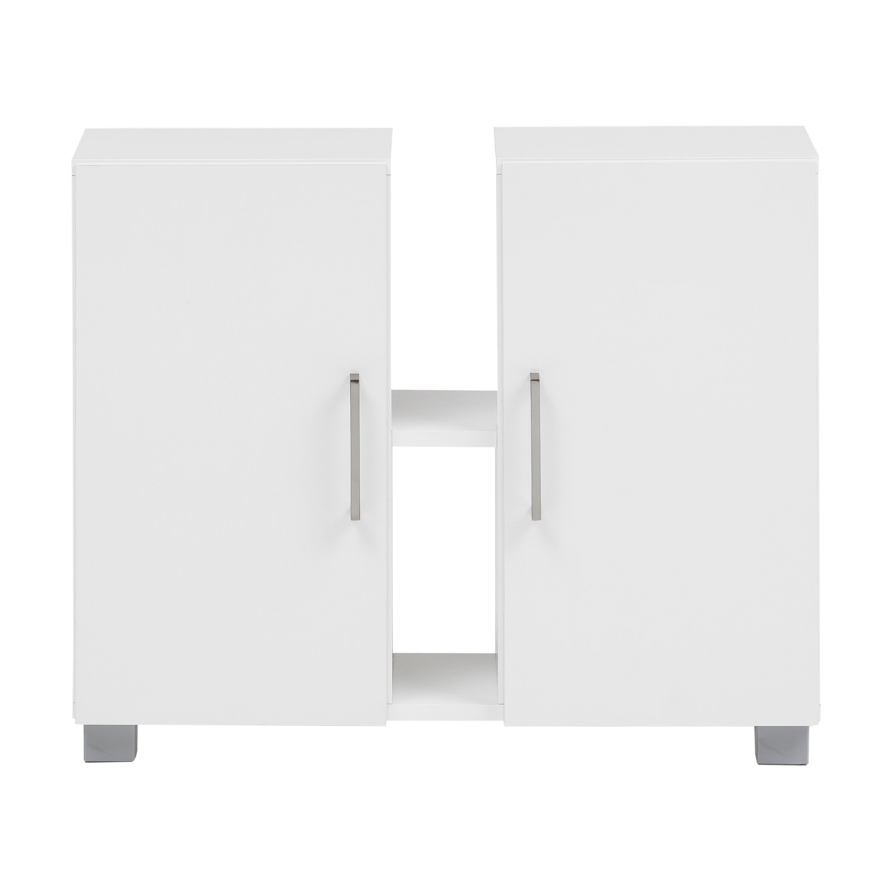 Schildmeyer Unterschrank Samuel (Kein Set) Schrankfächer, Ablagen, Kunststofffüße, Metallgriffe, verstellbare Böden Weiß | Unterschränke