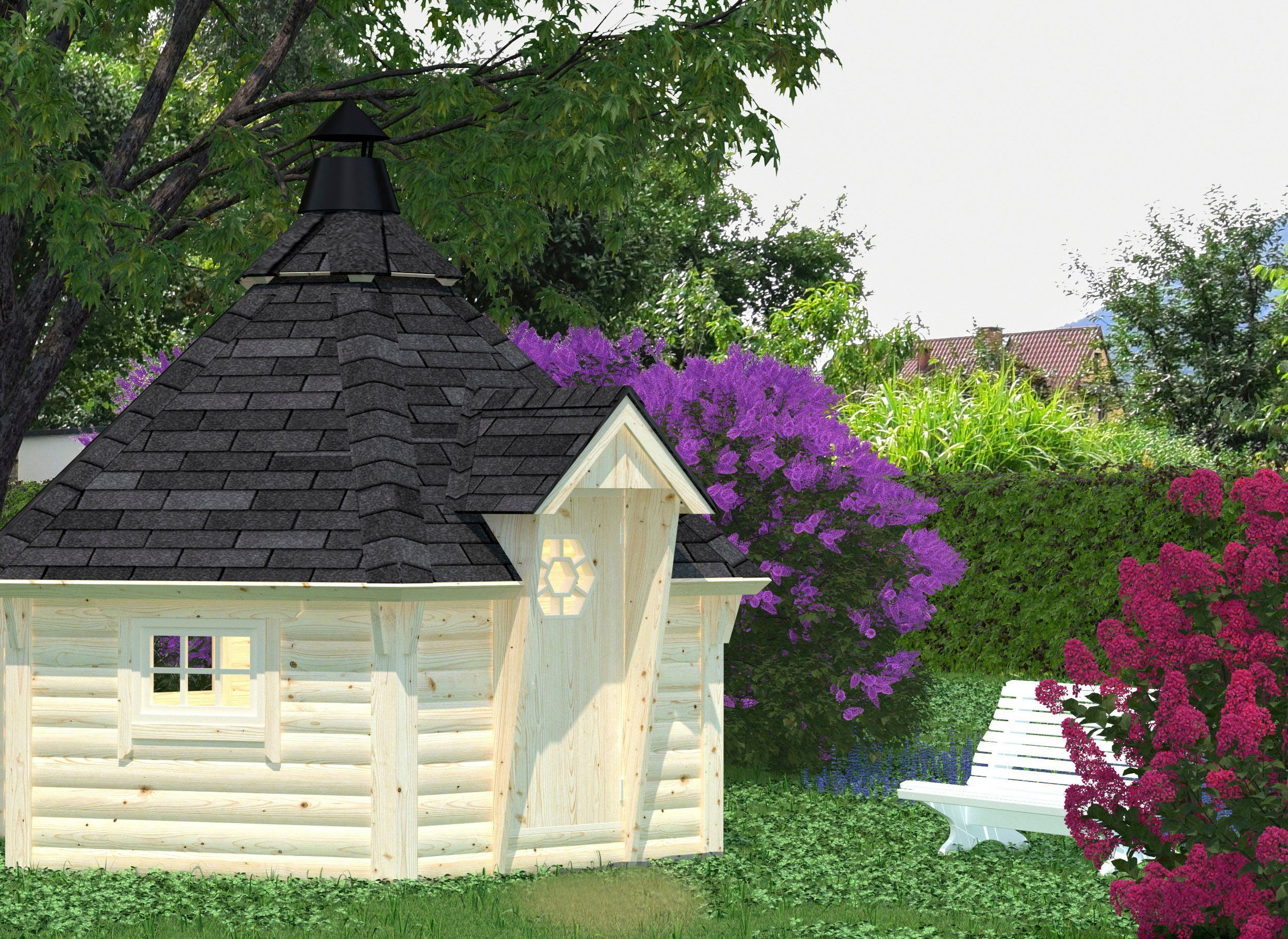 Palmako Grillkota Eva, BxT: 372x372 cm, naturbelassen