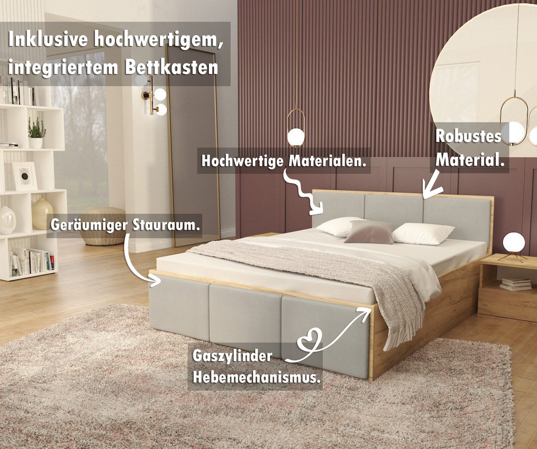 thematys Stauraumbett mit Bettkasten und Lattenrost 120x200, 140x200, 160x2 günstig online kaufen