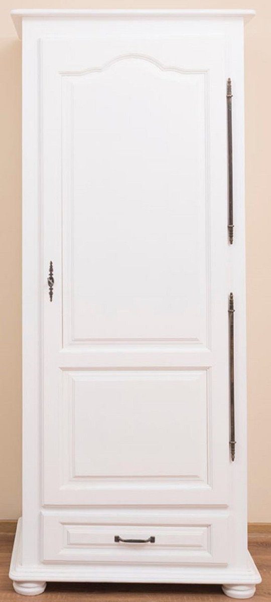 Casa Padrino Kleiderschrank Landhausstil Schlafzimmerschrank / Kleiderschrank mit Tür und Schublade Weiß 79,5 x 54 x H. 186 cm - Schlafzimmermöbel
