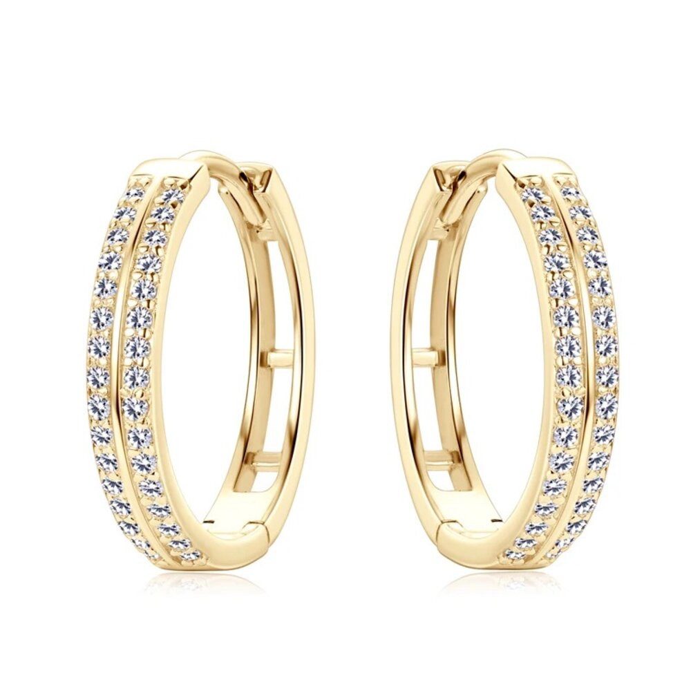 Paar Creolen Funkelnde Damen Moissanit Creolen 18mm Gold 925 Sterling Silber