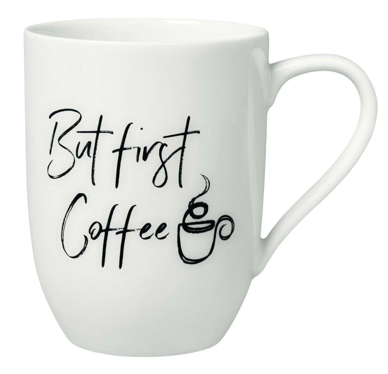 Becher Statement Becher m. Henkel But first Coffee 280ml