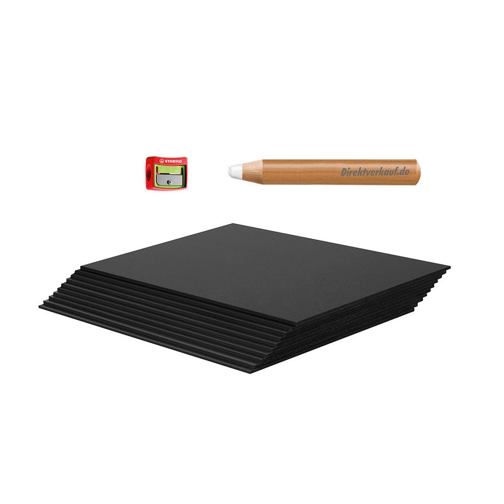 HR Direktverkauf GmbH Standtafel Vorteilspack 10x Kreidetafeln - inkl. 1 Kreidestift XXL - DIN A4-A7