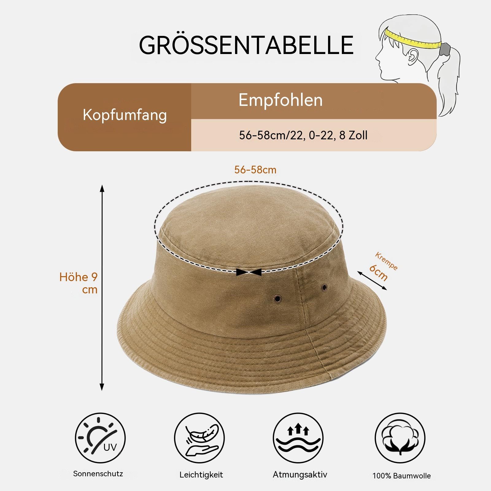 Zaewry Fischerhut Vintage Baumwoll-Anglerhut,Sommer Cap,Sommer Bucket Hat, Unisex faltbarer Anglerhut für Herren, Strand und Outdoor,mit UV-Schutz