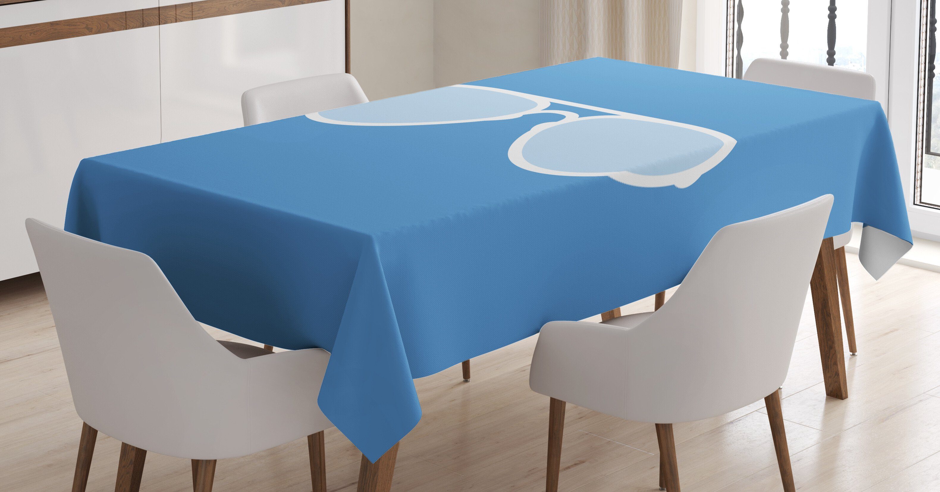 Für Farben, geeignet Sunglass Abakuhaus Farbfest Außen Waschbar Bereich Blue den Tischdecke Flieger Klare Vintage