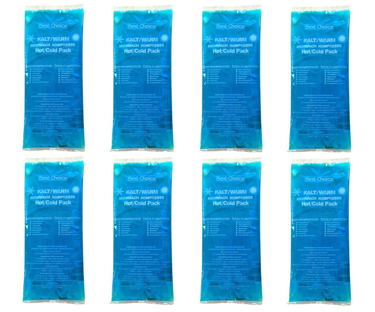 HAC24 Kalt-Warm-Kompresse Kälte Wärme Gel Kompressen Kühlpads Wärmekissen Kühlkompresse, 8-tlg., 29 x 12 cm für kalte und warme Anwendung