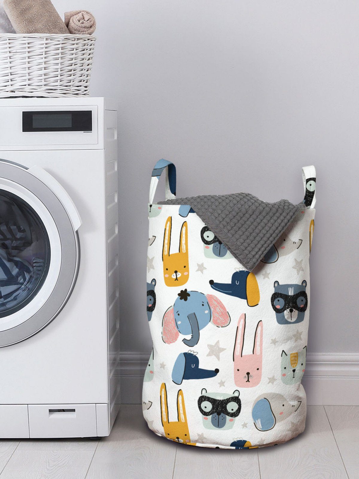 Doodle Hund Design Kordelzugverschluss Tiere mit Abakuhaus für Katze Wäschekorb Waschsalons, und Griffen Wäschesäckchen
