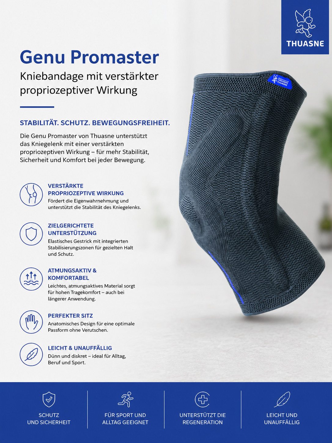 Thuasne Kniebandage Genu Promaster mit propriozeptiver Wirkung