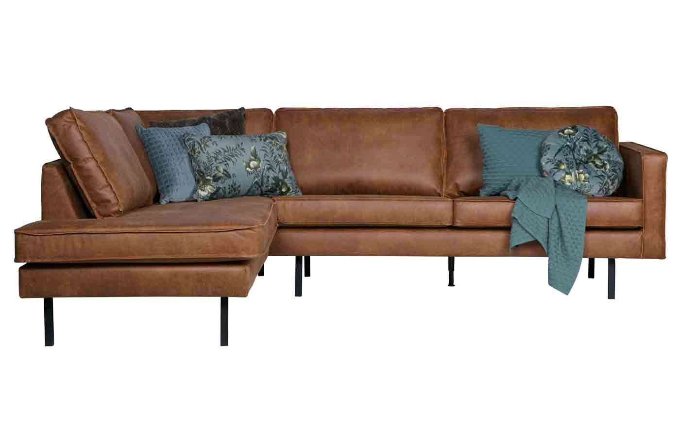 WOOOD Ecksofa Rodeo Ecksofa Lederoptik, links Cognac