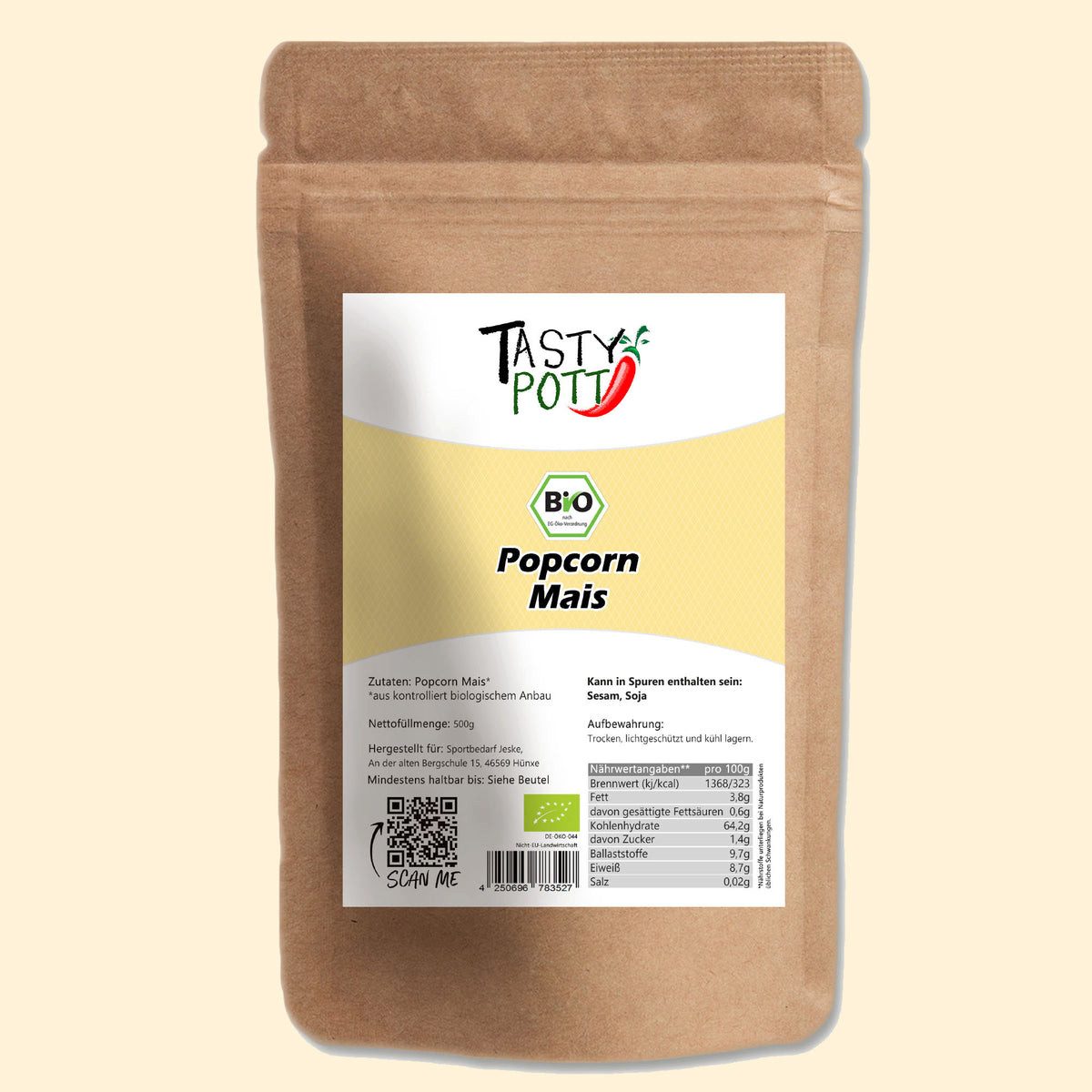 Tasty Riegel Tasty Pott Bio Popcorn Mais