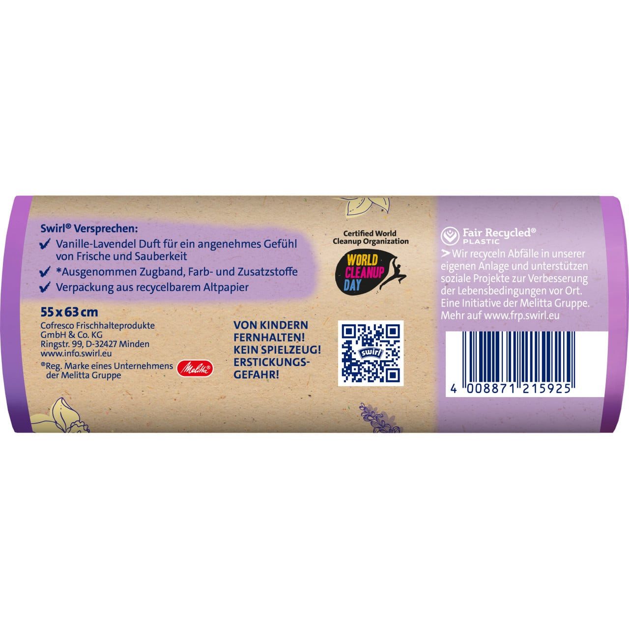 Swirl Müllbeutel Swirl® Duft-Müllbeutel Vanille-Lavendel 35 L