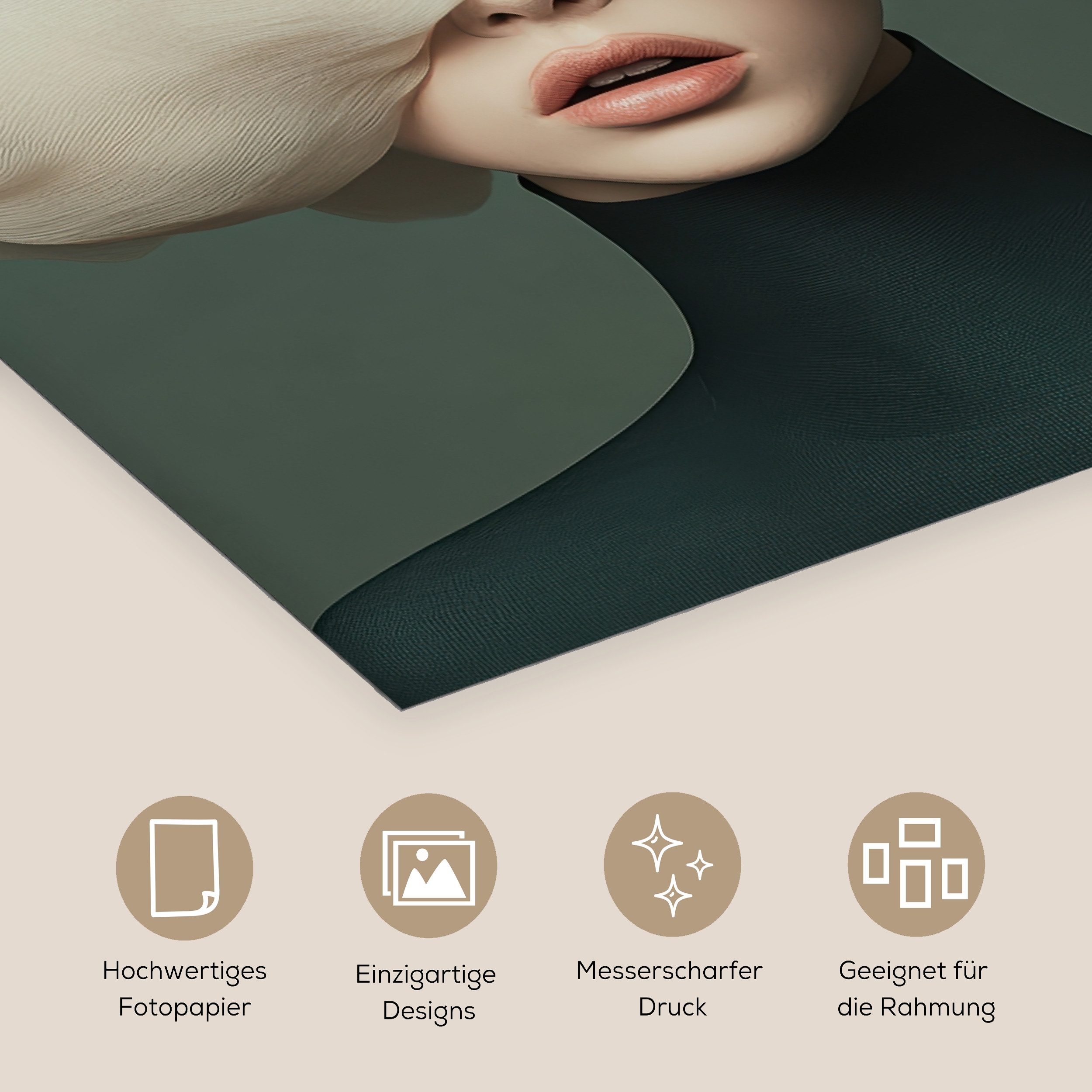 MuchoWow Poster Hut - Frau - Beige, (1 St), Poster ohne Rahmen, Wandbild, Wandposter, 30x40 cm