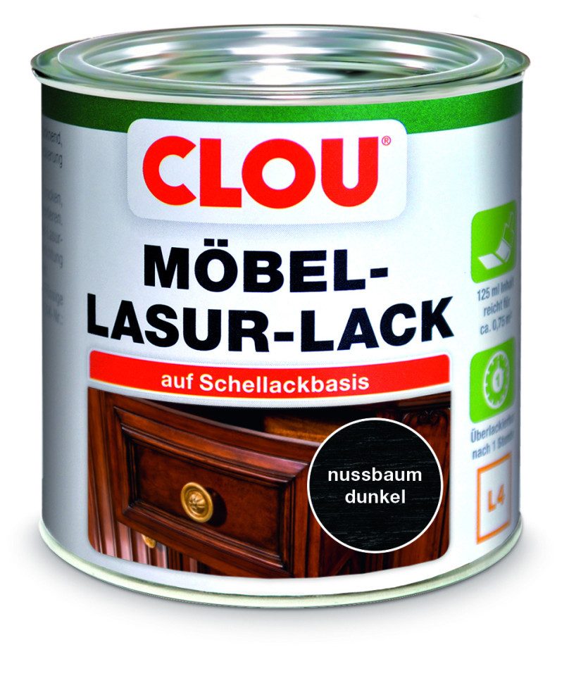 CLOU Holzlack Clou Möbel Lack L4 125 ml nussbaum dunkel