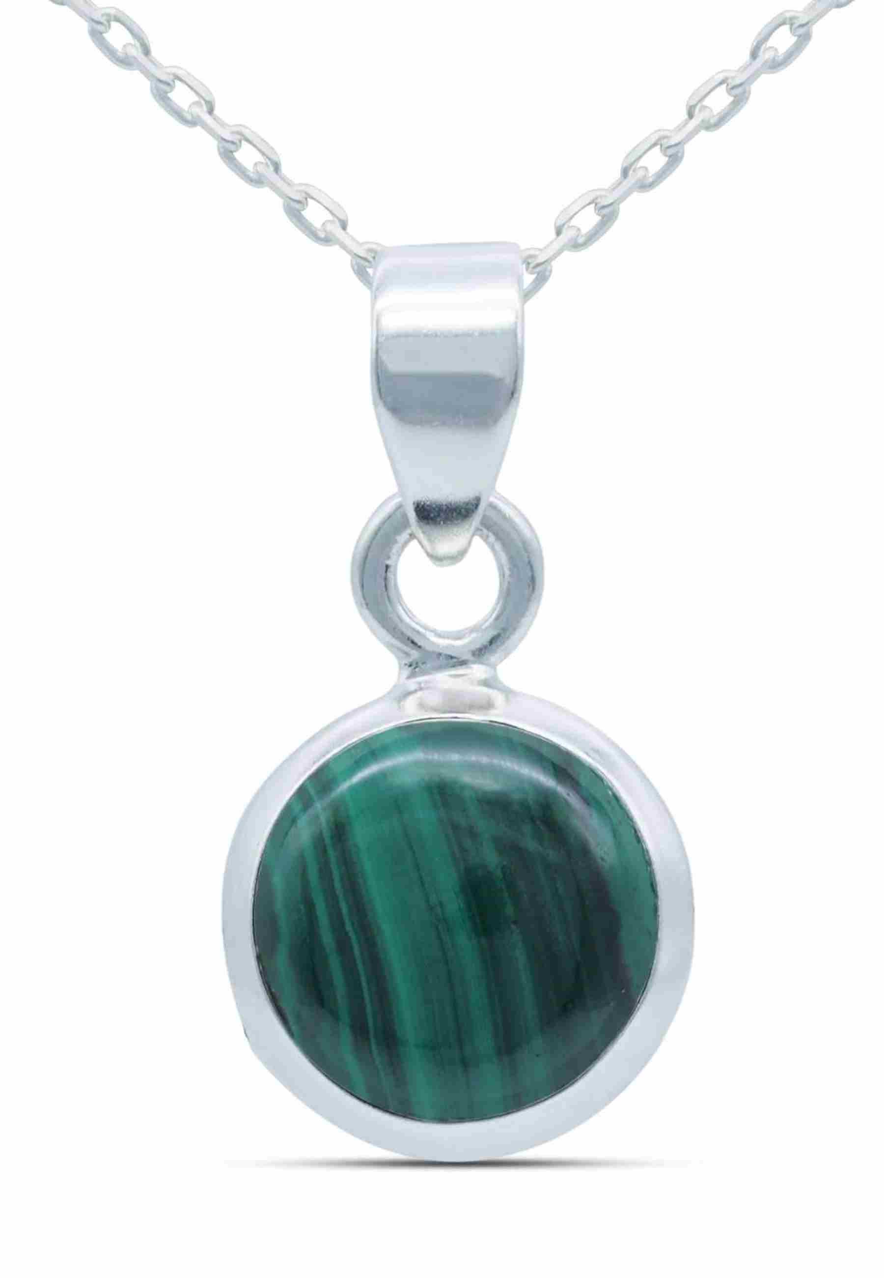 mantraroma Kette mit Anhänger MIALE rund aus 925 Silber mit Malachit (Kette günstig online kaufen