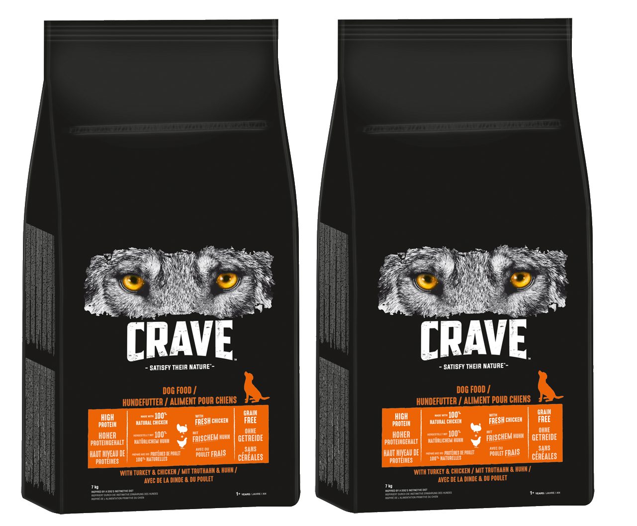 CRAVE CRAVE™ Hund Beutel mit Truthahn und Huhn 2 x 7kg, Trockenfutter für: Hunde