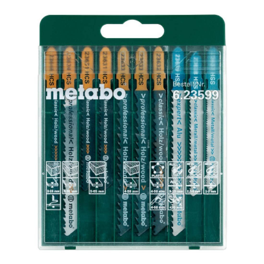 metabo Stichsägeblatt Metabo Stichsägeblattsortiment - SP 10-teilig, für Holz+Metall+Kunstst