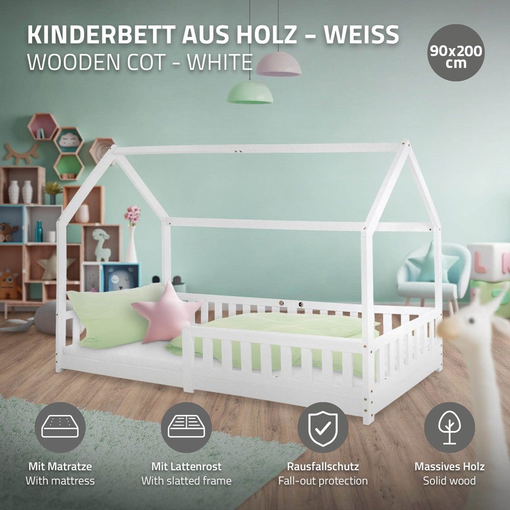 ML-DESIGN Spielbett Hausbett Kinderbett inkl. Lattenrost günstig online kaufen