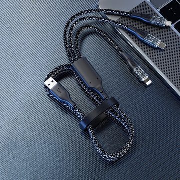 Dudao Ladekabel 1,2 m 3in1 USB - USB-C/microUSB/iPhone-Anschluss Grau Smartphone-Kabel