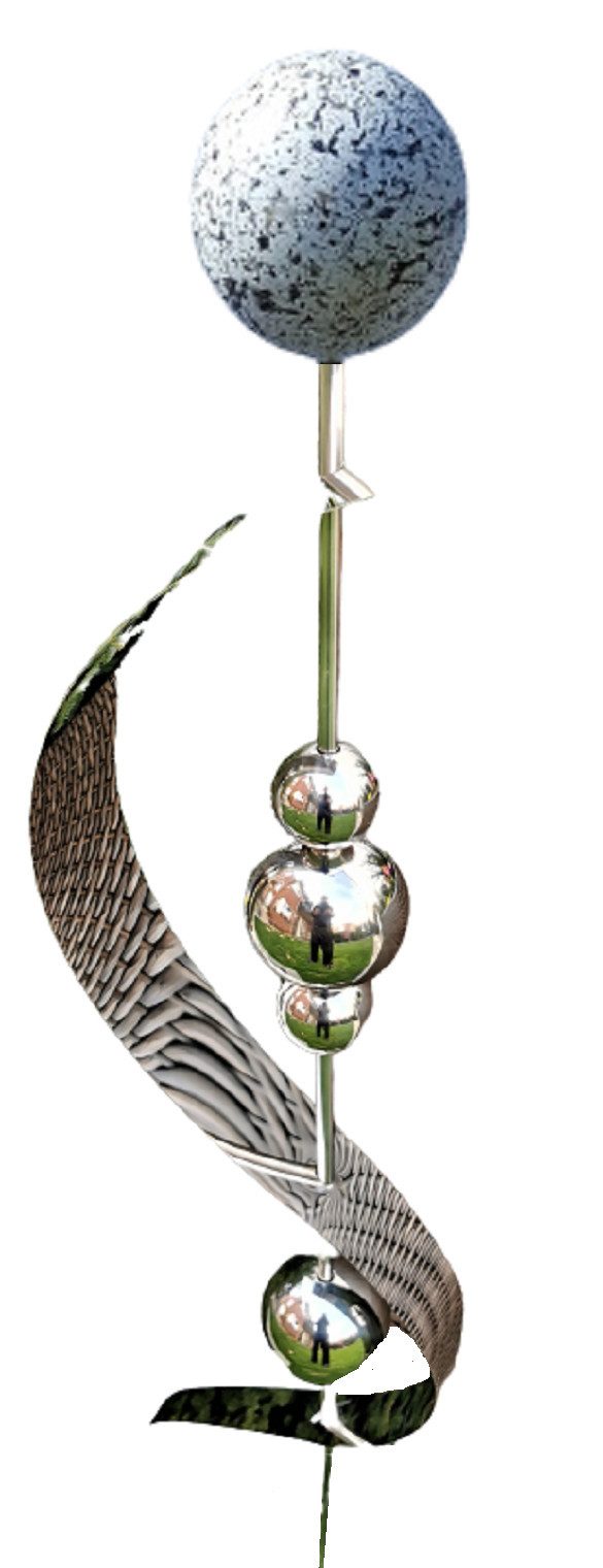 Gartenstecker Merkur Edelstahl weiß 150 cm Beetstecker Gartenstecker