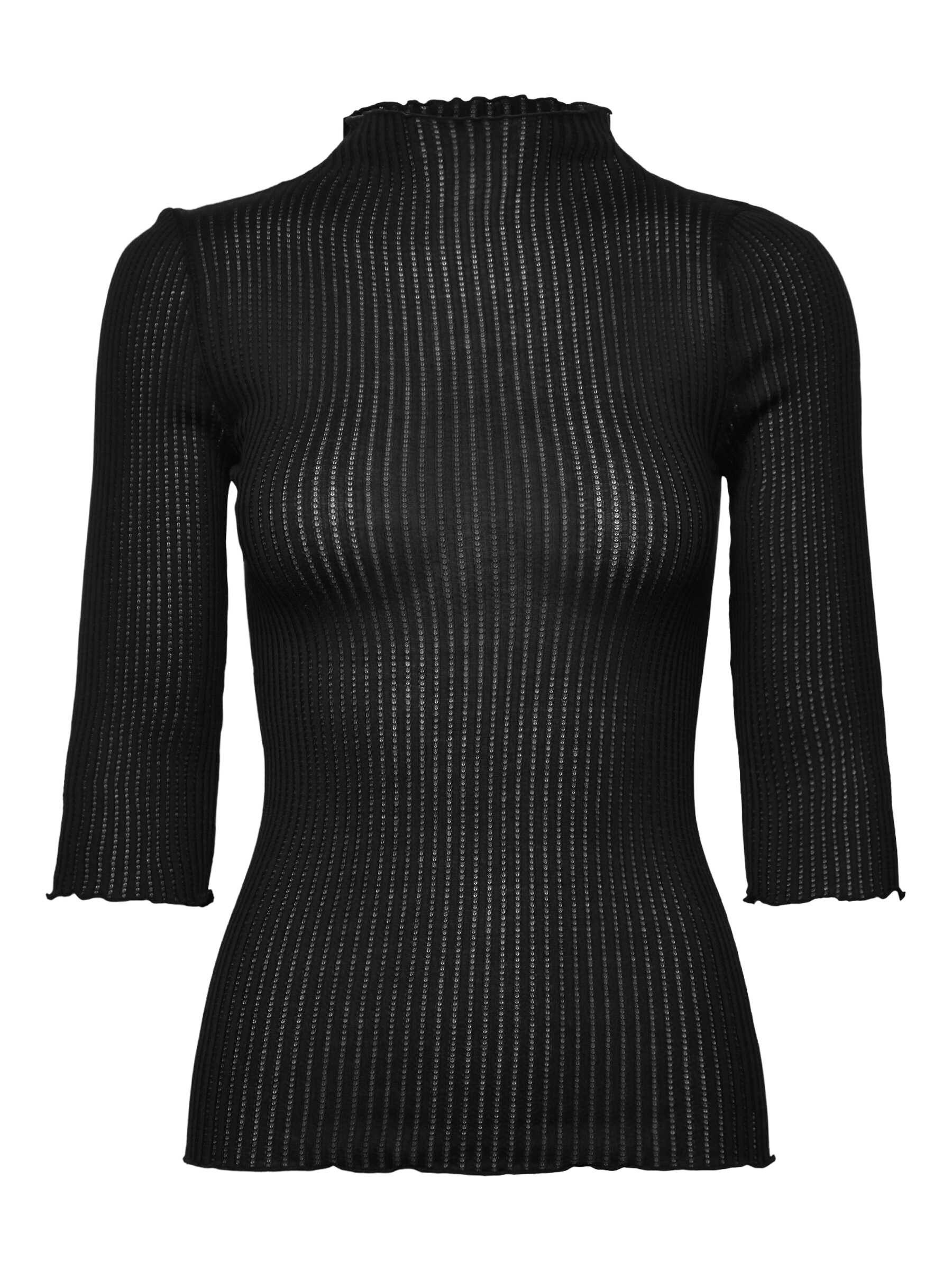 rosemunde Stehkragenshirt Belize silk shirt leicht transparentes Shirt, 3/4 Arm, mit Stehkragen, Seidenmix