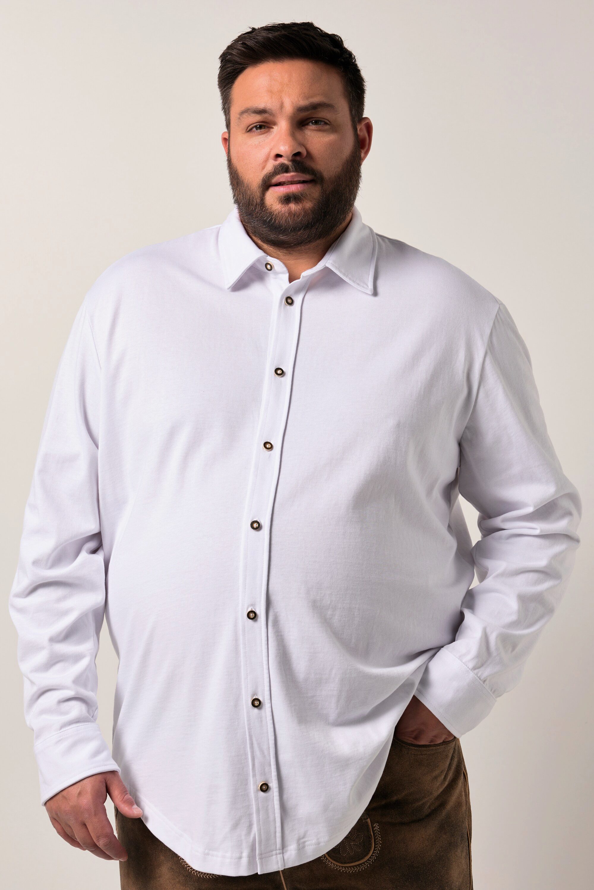 Businesshemd Men+ Trachten-Hemd Langarm Jersey Kentkragen
