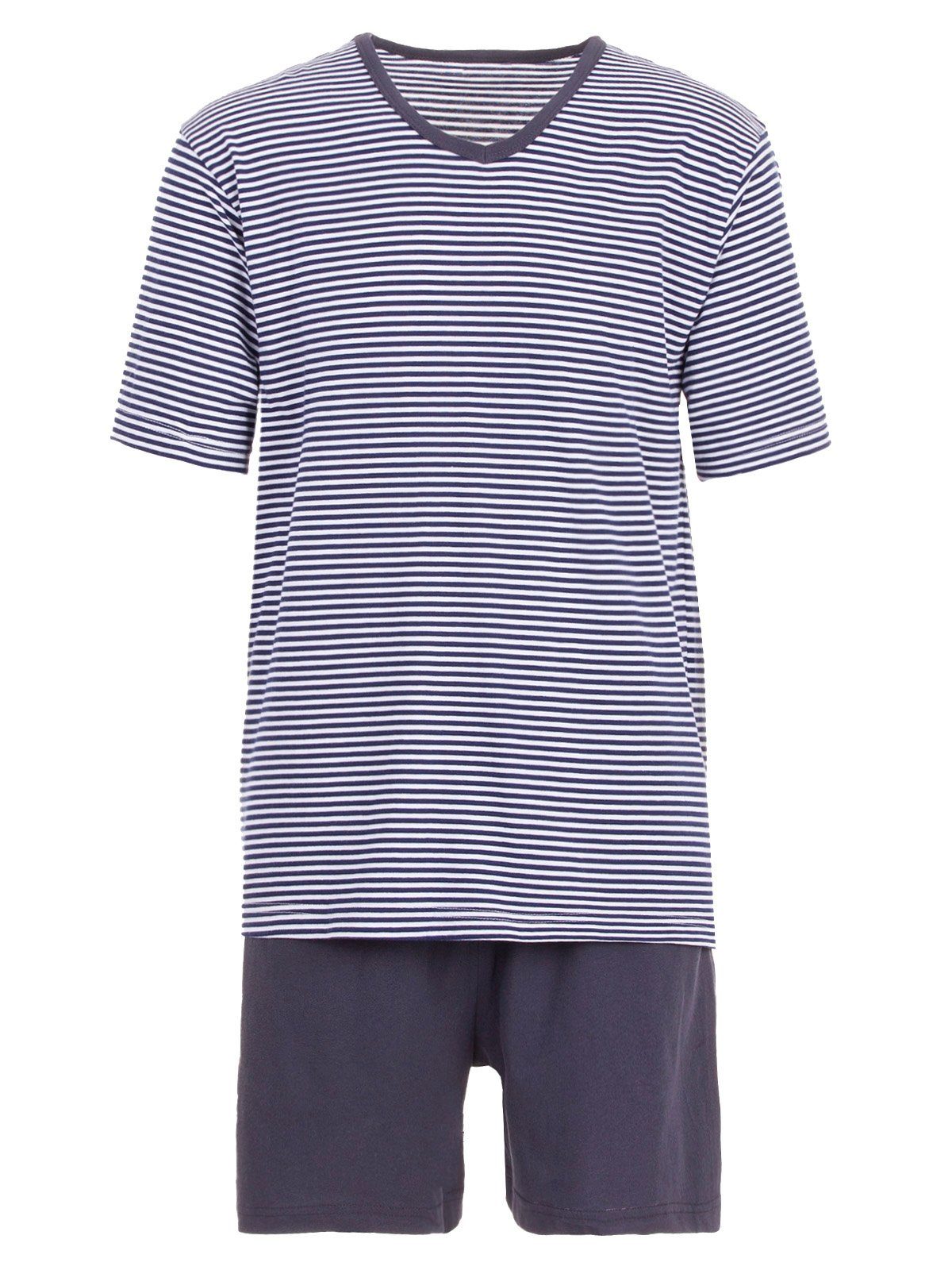 Henry Terre Schlafanzug Pyjama Set Shorty - V-Neck navy