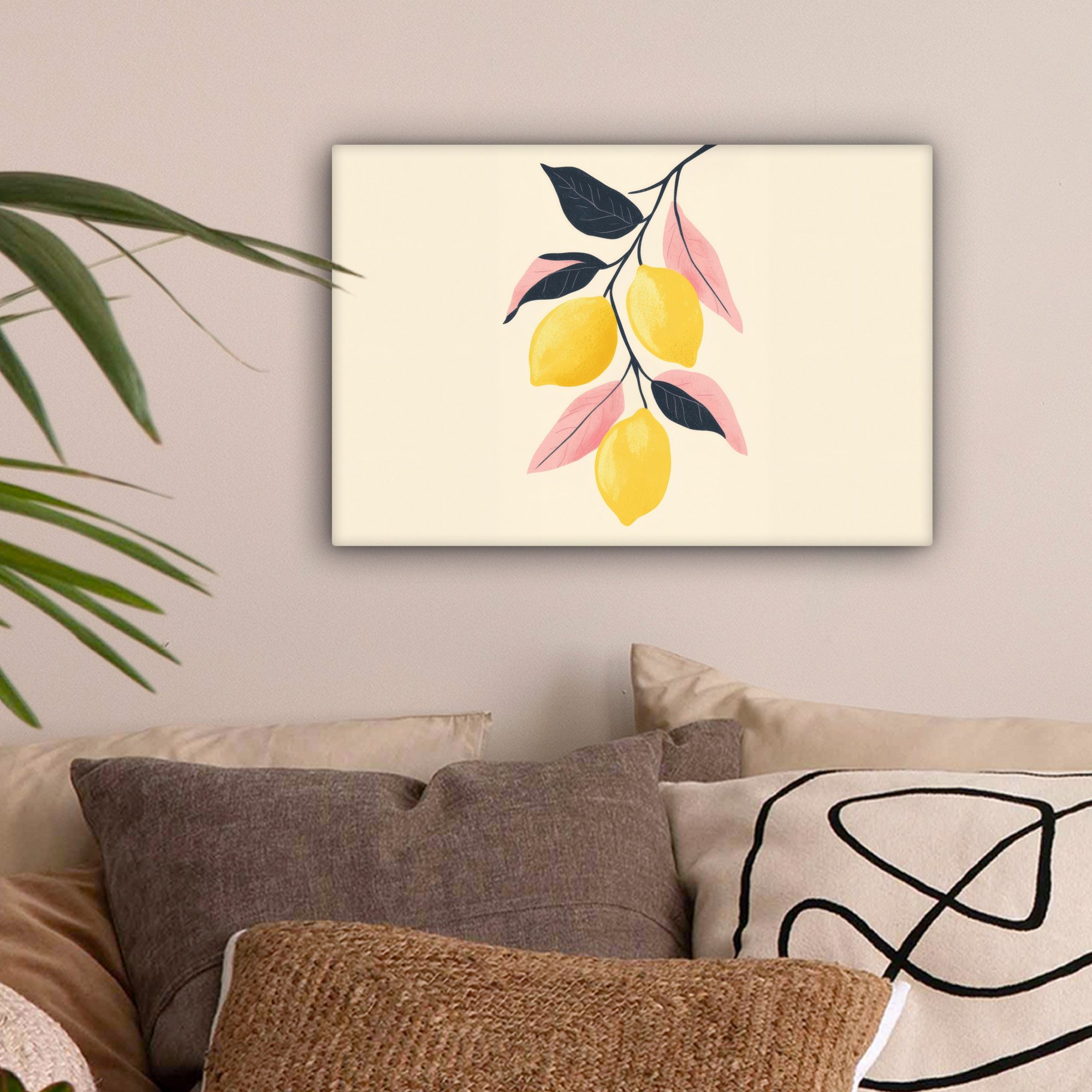 OneMillionCanvasses® Leinwandbild Zitronen - Leuchtend gelb - Zweig - Blätt günstig online kaufen