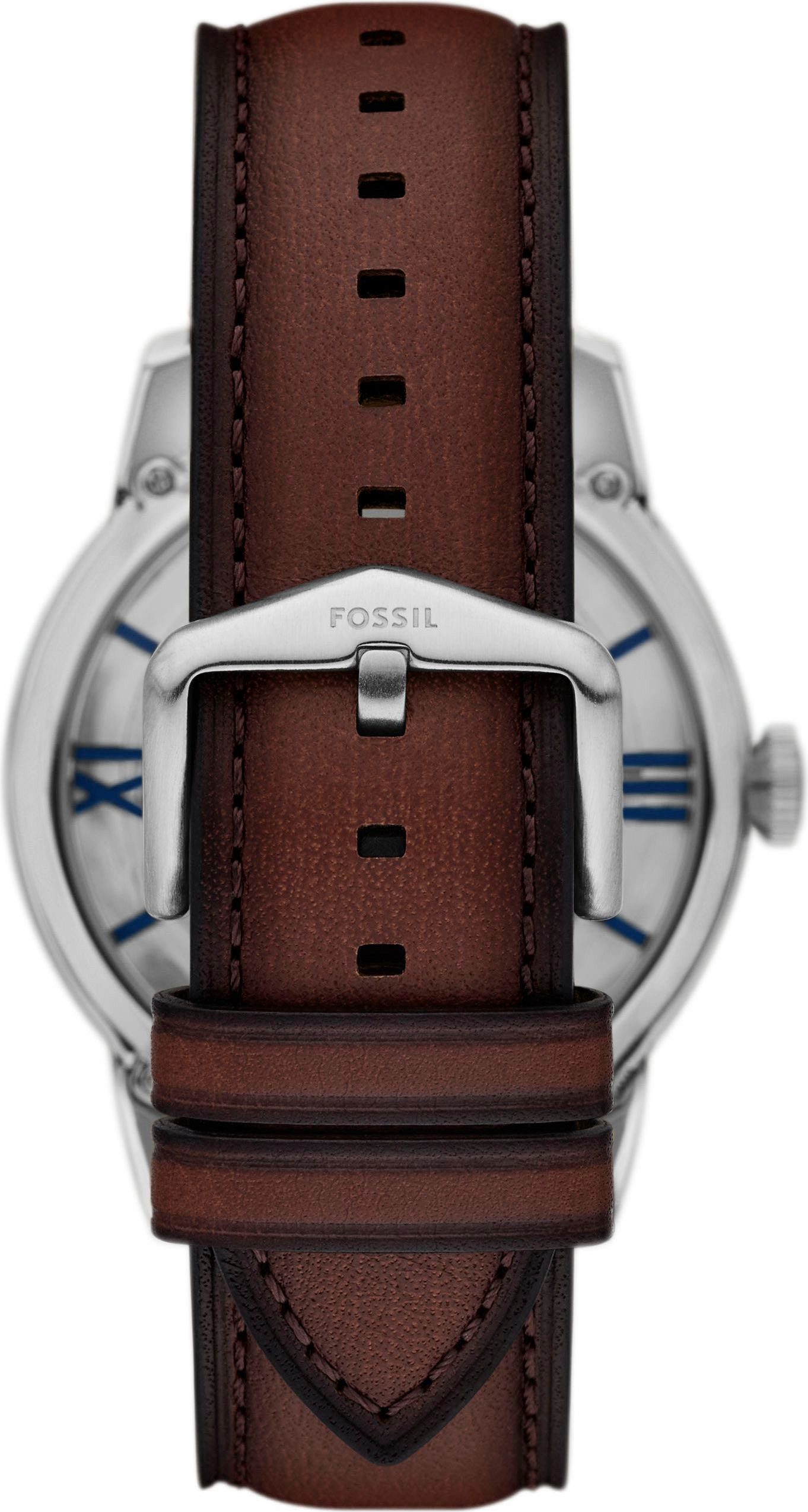 Fossil Automatikuhr Townsman ME3267, Armbanduhr, Herrenuhr, Mechanische Uhr, Lederarmband, analog