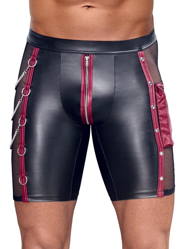 NEK Boxershorts Boxershorts mit Reißverschluss uns seitlichem Netz mit Ketten - schwar (1-St) Cooler Mattlook und seitliches Netz