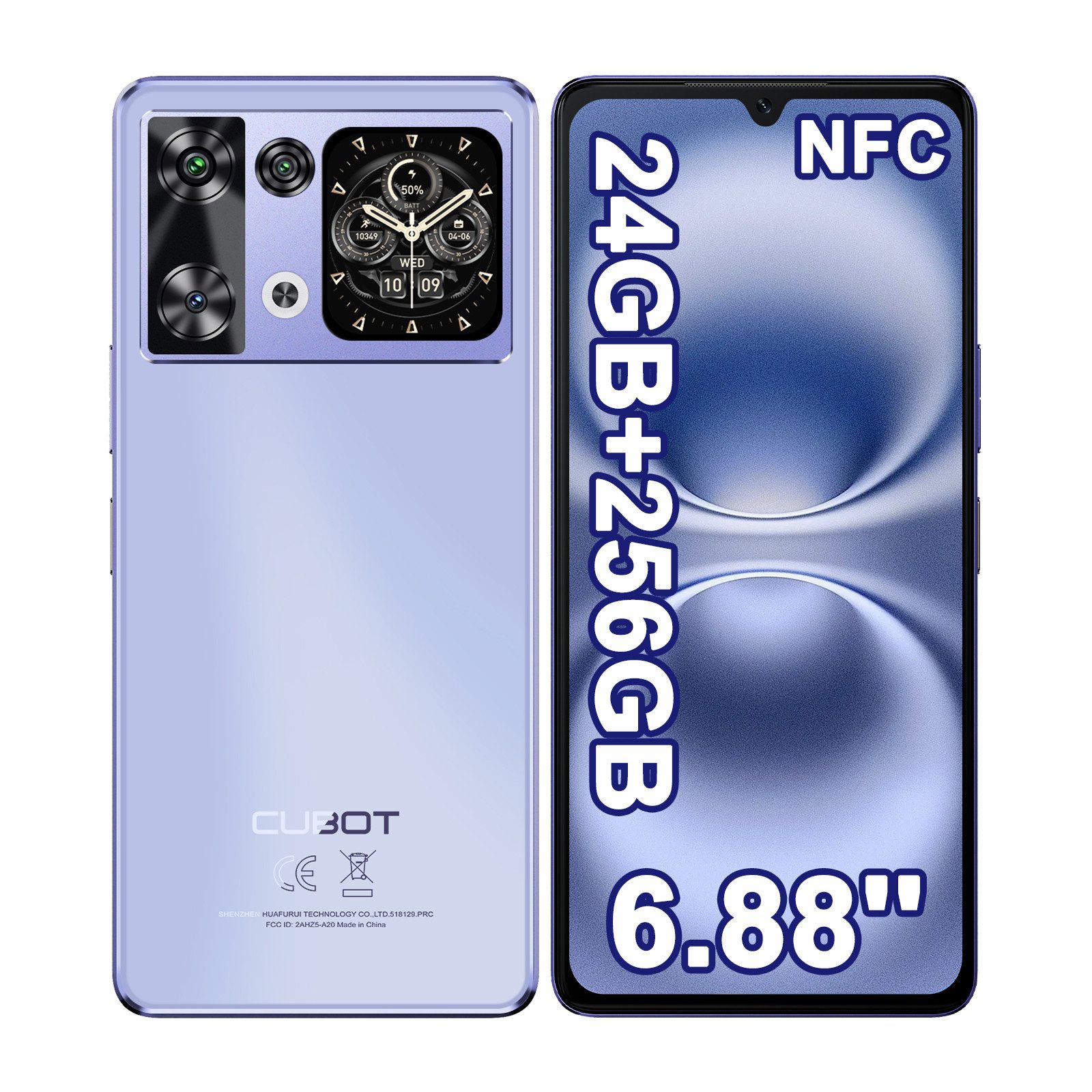 Cubot P90 Android 15 Smartphone (17,46 cm/6.88 Zoll, 256 GB Speicherplatz, 64 MP Kamera, 5100mAh, 24(12+12)GB+256GB /1TB, 6.88" HD+ 120Hz, NFC, GPS, Face ID)