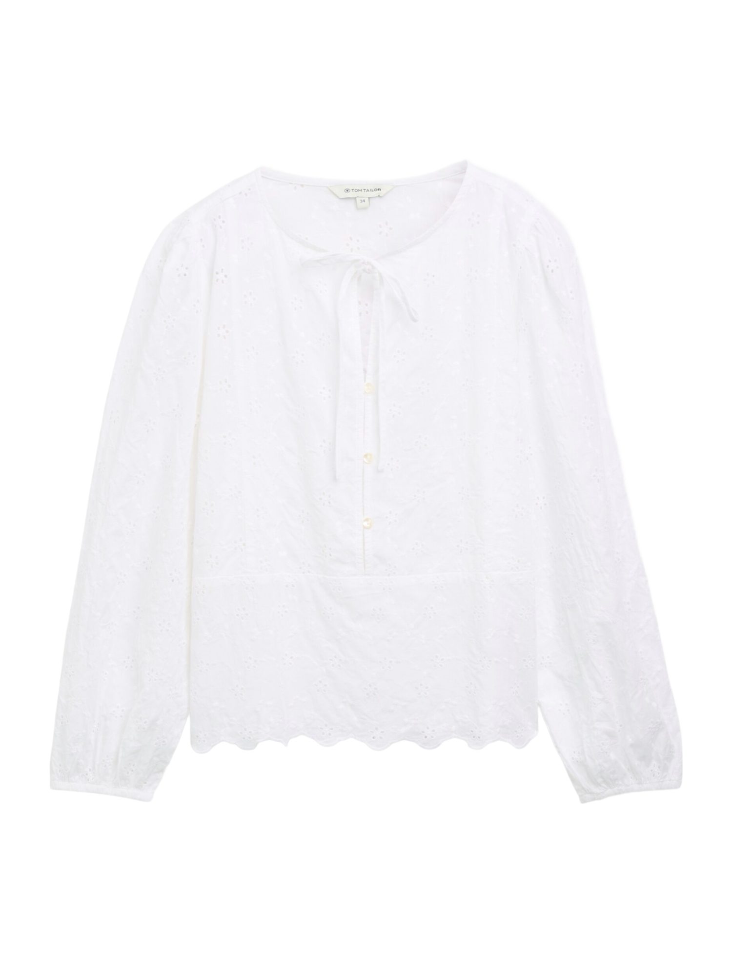 TOM TAILOR Hemdbluse H weiß,Casual,Baumwolle,Unifarben,Rundhals,Lang,Regular Fit